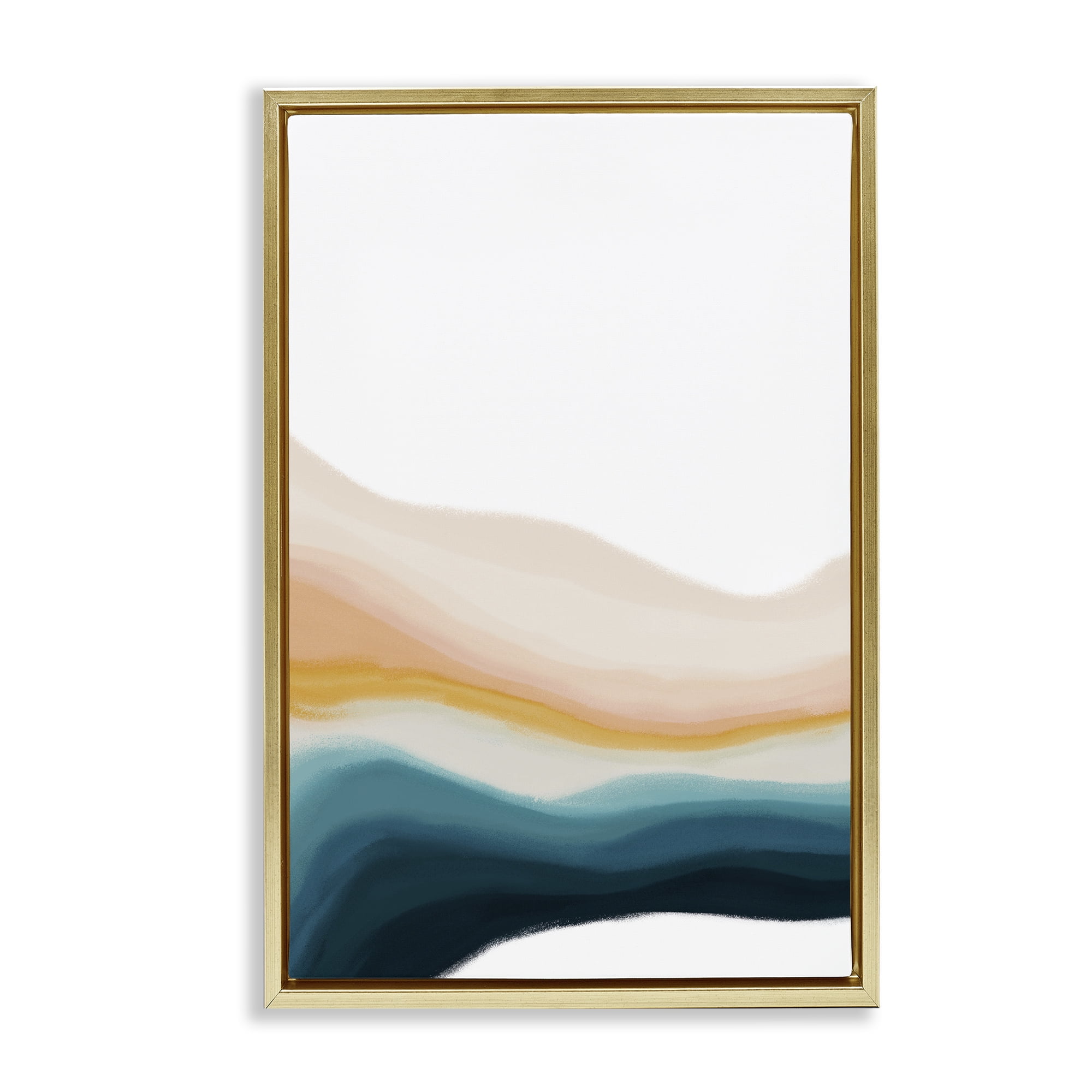 Stupell Industries Peach Swirl Landscape Abstract Painting Gold Floater Framed Canvas Art Print Wall Art, 17 x 25