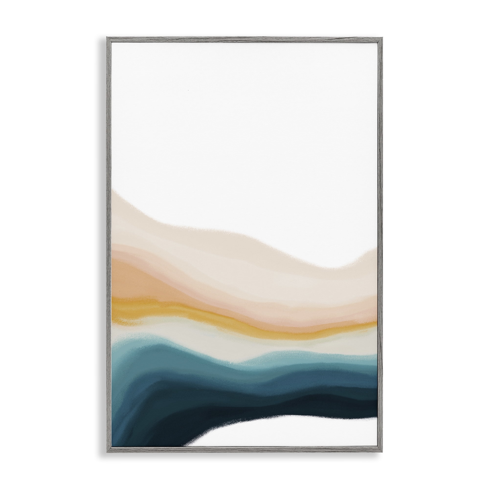 Stupell Industries Peach Swirl Landscape Abstract Painting Gray Framed Art Print Wall Art, 16 x 24