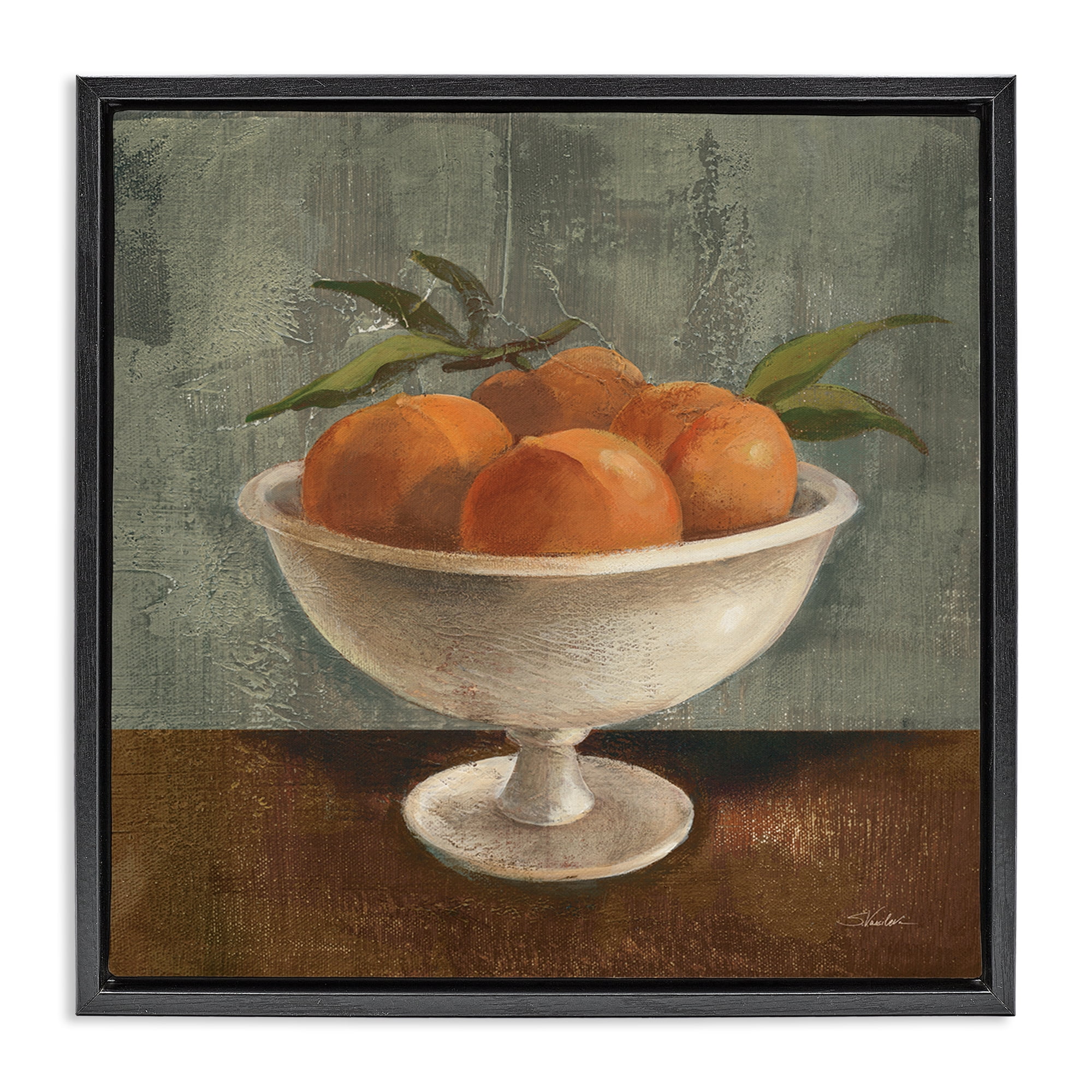 Stupell Industries Peaches Still Life Food & Beverage Painting Black Floater Framed Canvas Art Print Wall Art, 18 x 18