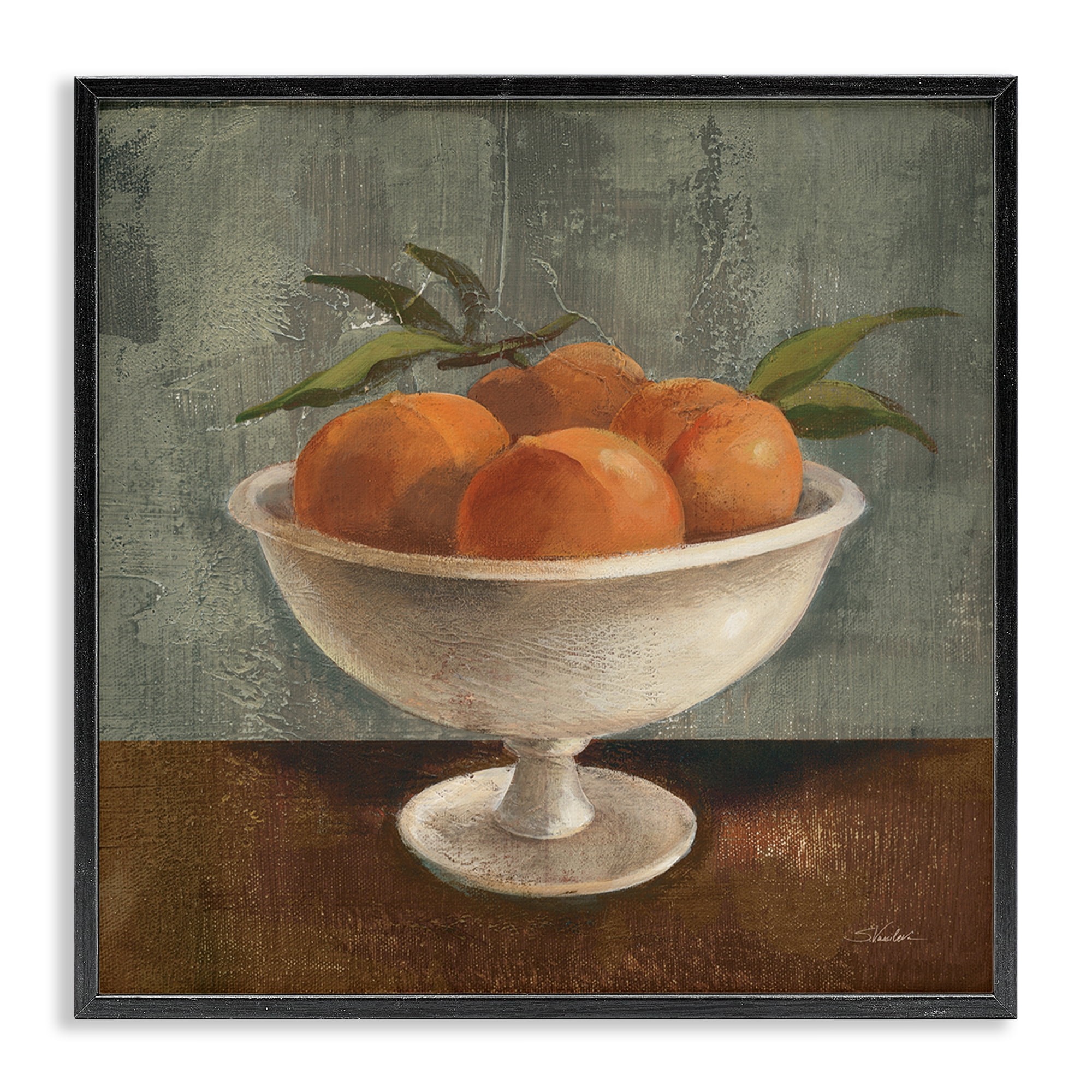 Stupell Industries Peaches Still Life Food & Beverage Painting Black Framed Art Print Wall Art, 12 x 12
