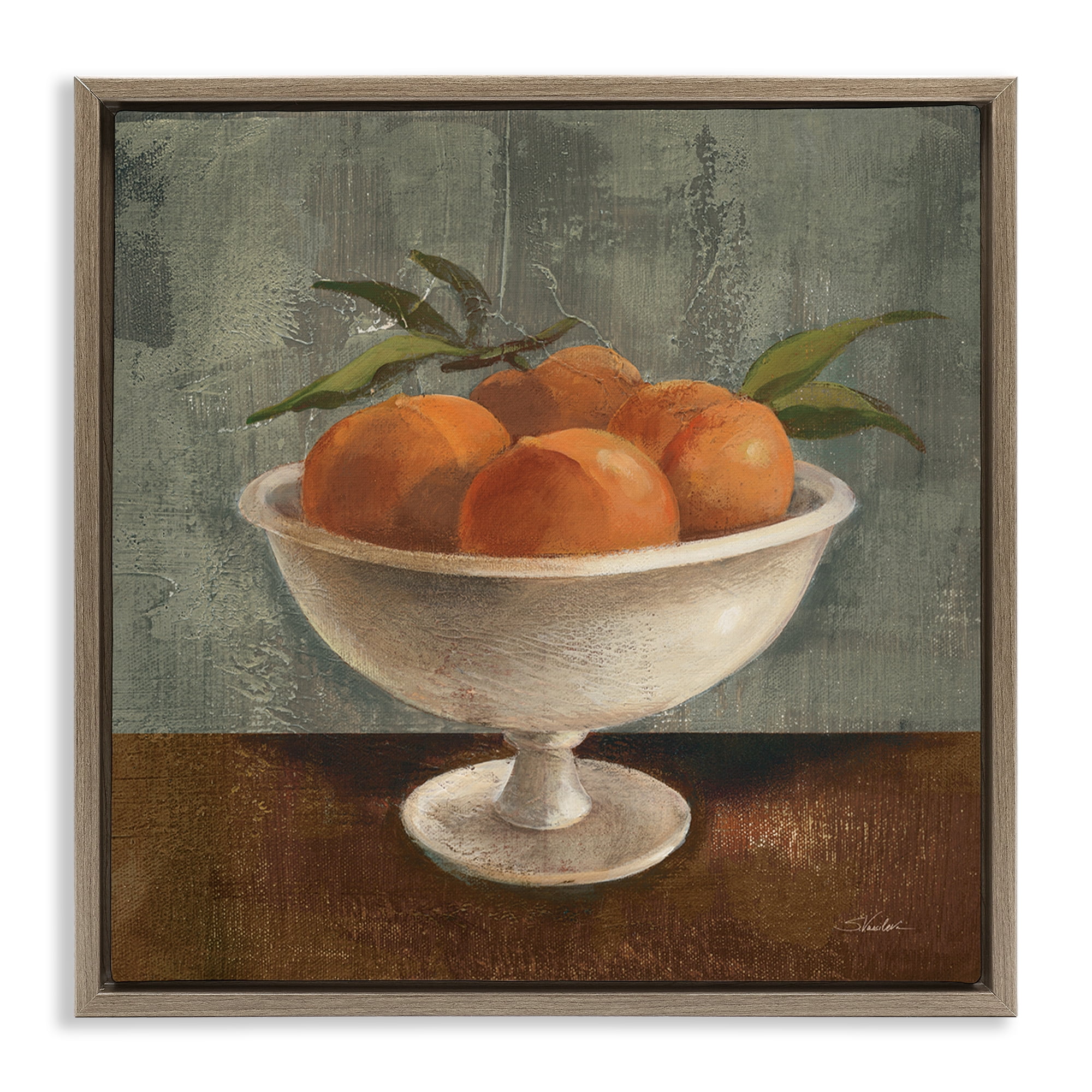Stupell Industries Peaches Still Life Food & Beverage Painting Brown Floater Framed Canvas Art Print Wall Art, 18 x 18