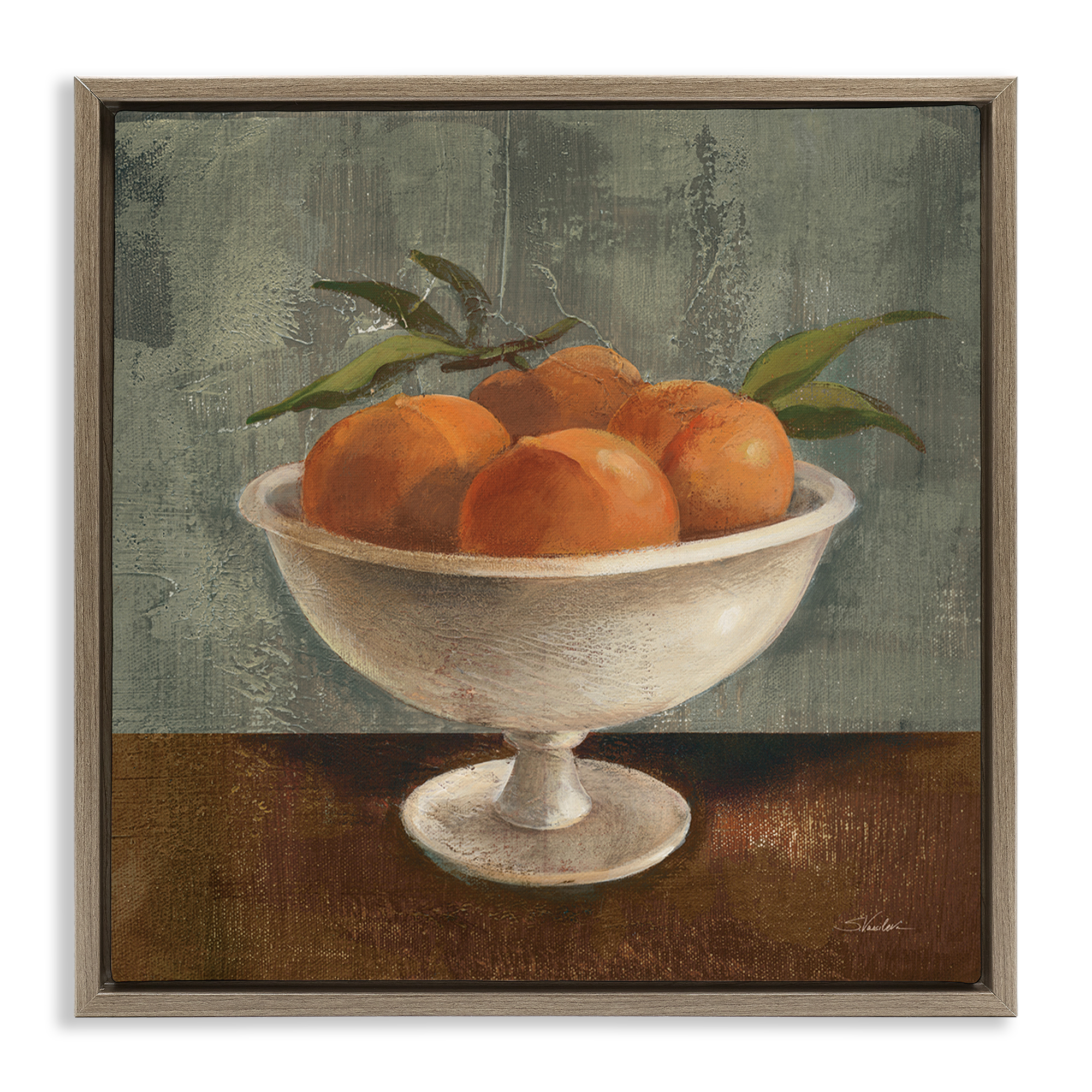 Stupell Industries Peaches Still Life Food & Beverage Painting Brown Floater Framed Canvas Art Print Wall Art, 25 x 25