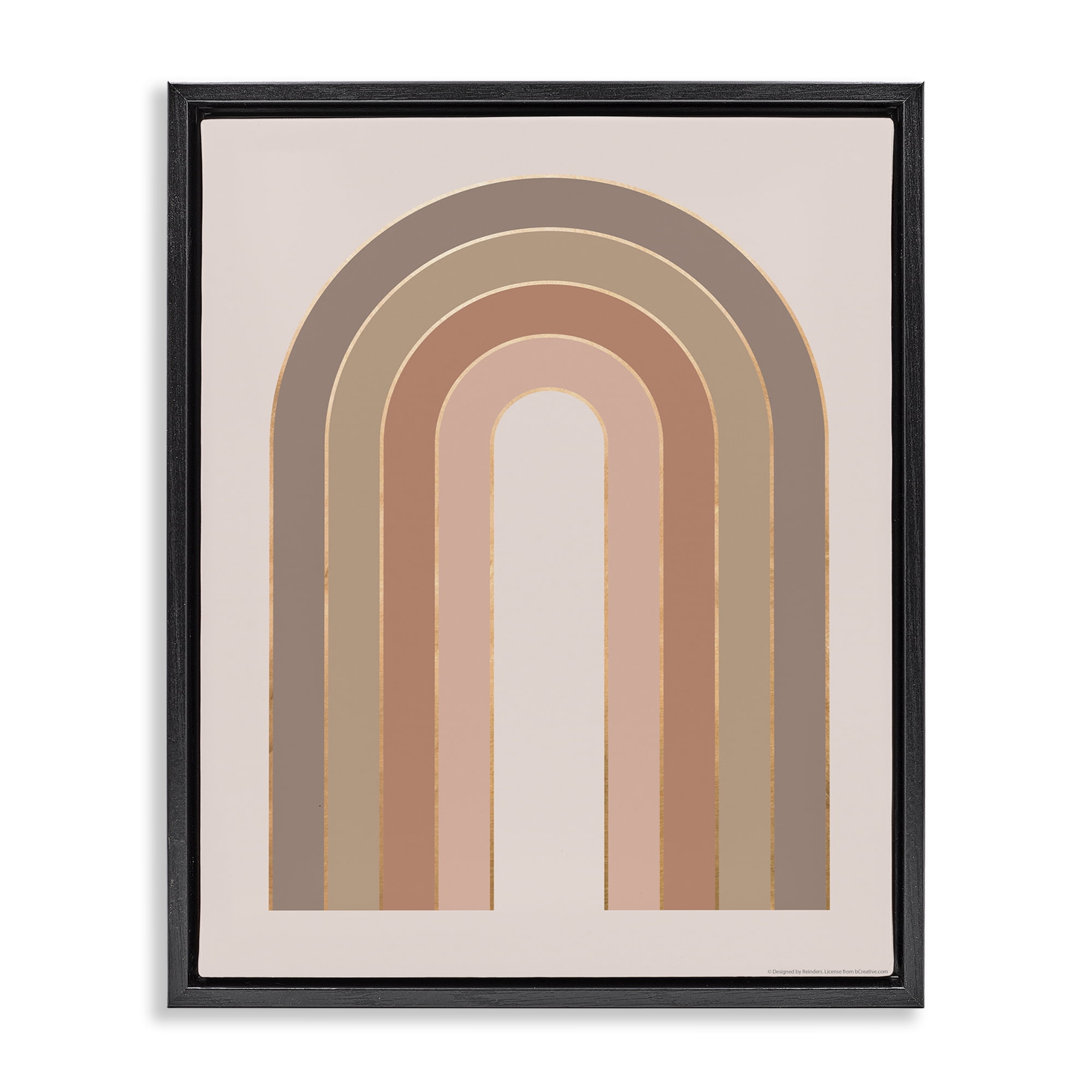 Stupell Industries Peachy Boho Rainbow Abstract Painting Black Floater Framed Canvas Art Print Wall Art, 17 x 21