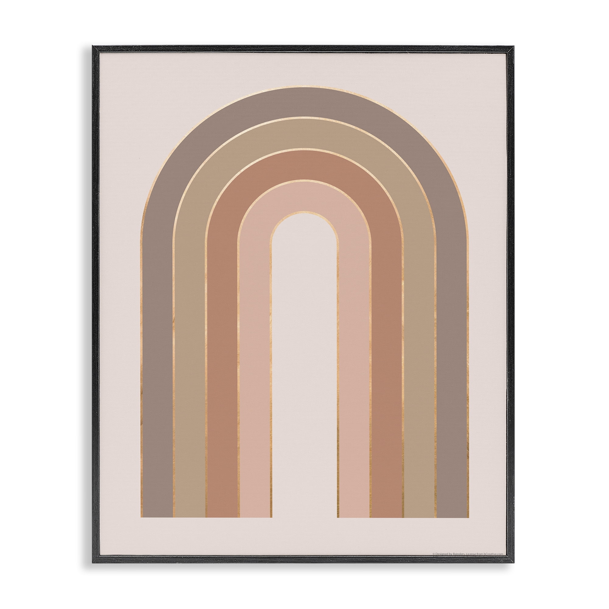 Stupell Industries Peachy Boho Rainbow Abstract Painting Black Framed Art Print Wall Art, 24 x 30