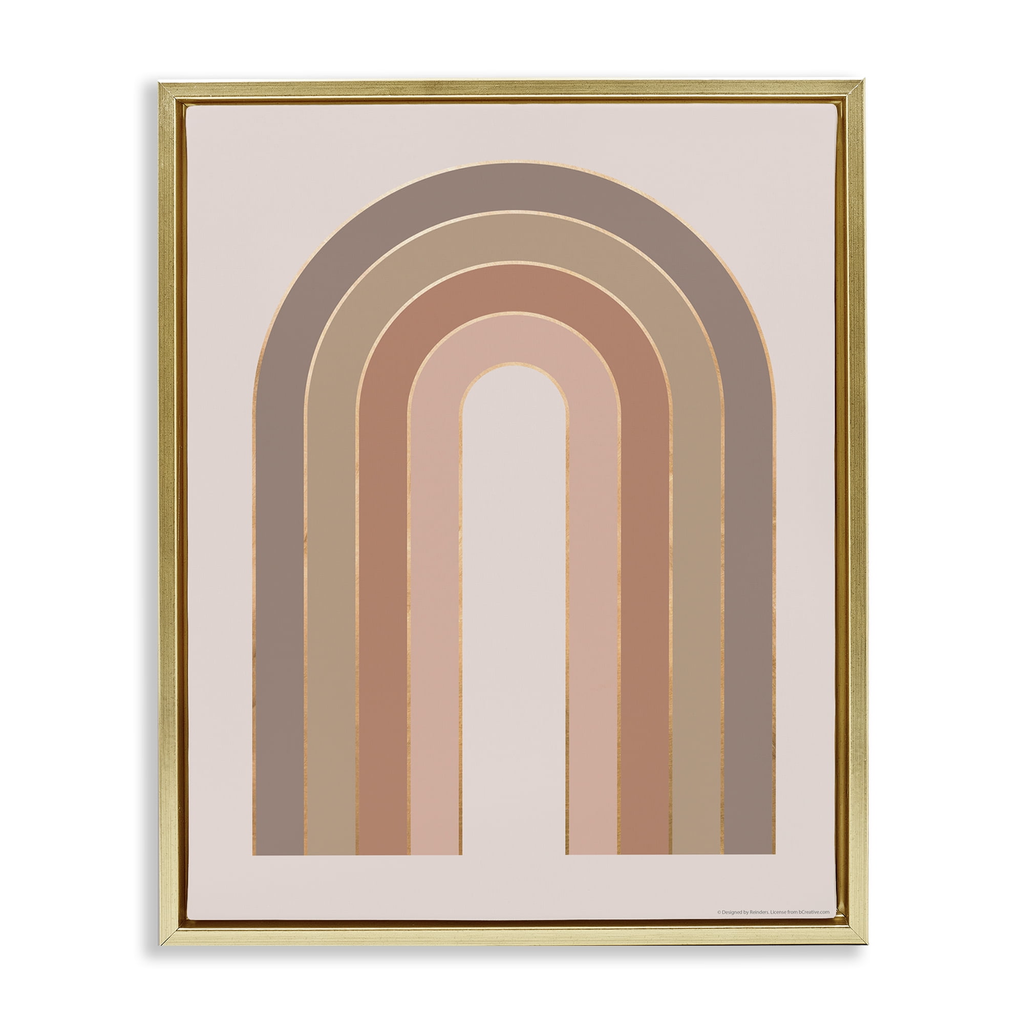 Stupell Industries Peachy Boho Rainbow Abstract Painting Gold Floater Framed Canvas Art Print Wall Art, 17 x 21