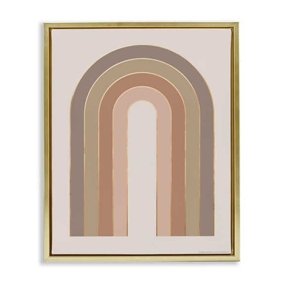 Stupell Industries Peachy Boho Rainbow Abstract Painting Gold Floater Framed Canvas Art Print Wall Art, 17 x 21
