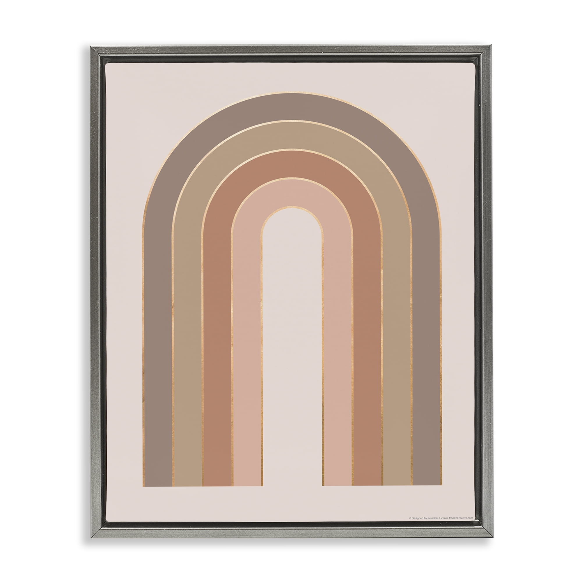 Stupell Industries Peachy Boho Rainbow Abstract Painting Gray Floater Framed Canvas Art Print Wall Art, 25 x 31