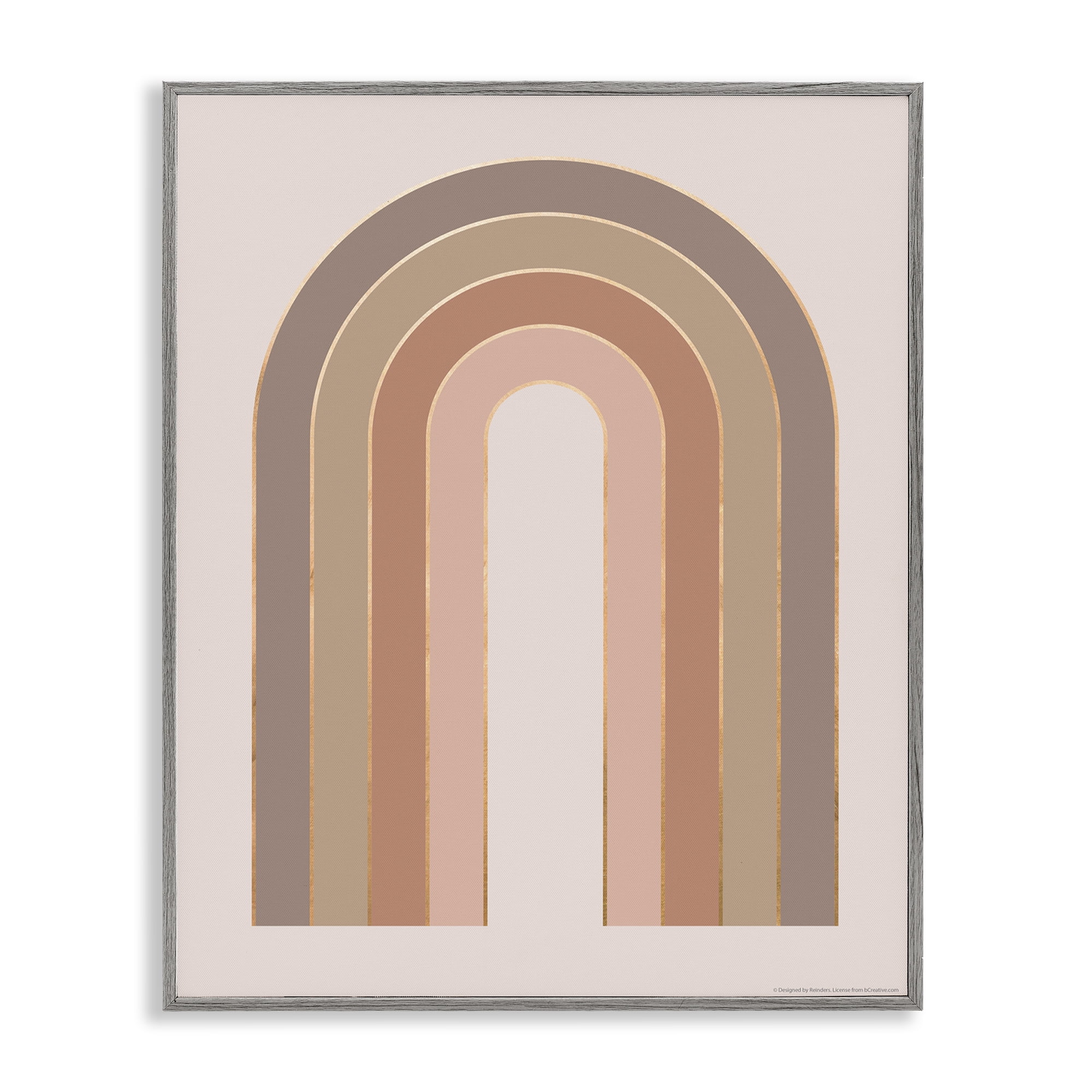 Stupell Industries Peachy Boho Rainbow Abstract Painting Gray Framed Art Print Wall Art, 11 x 14