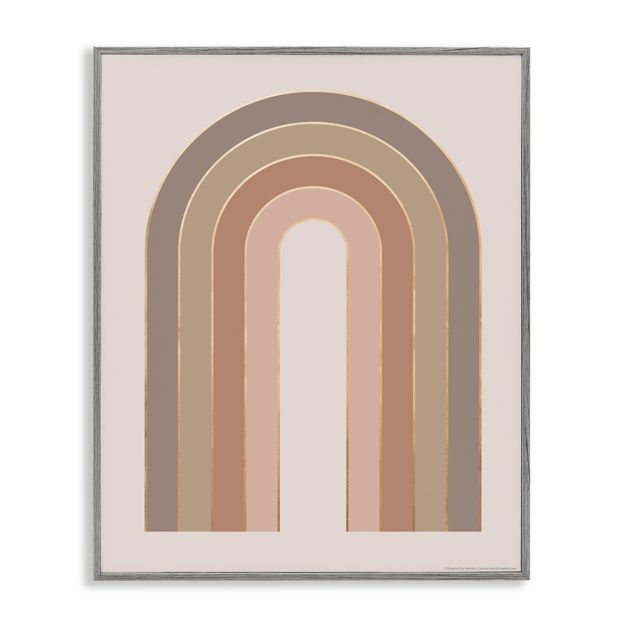 Stupell Industries Peachy Boho Rainbow Abstract Painting Gray Framed Art Print Wall Art, 16 x 20