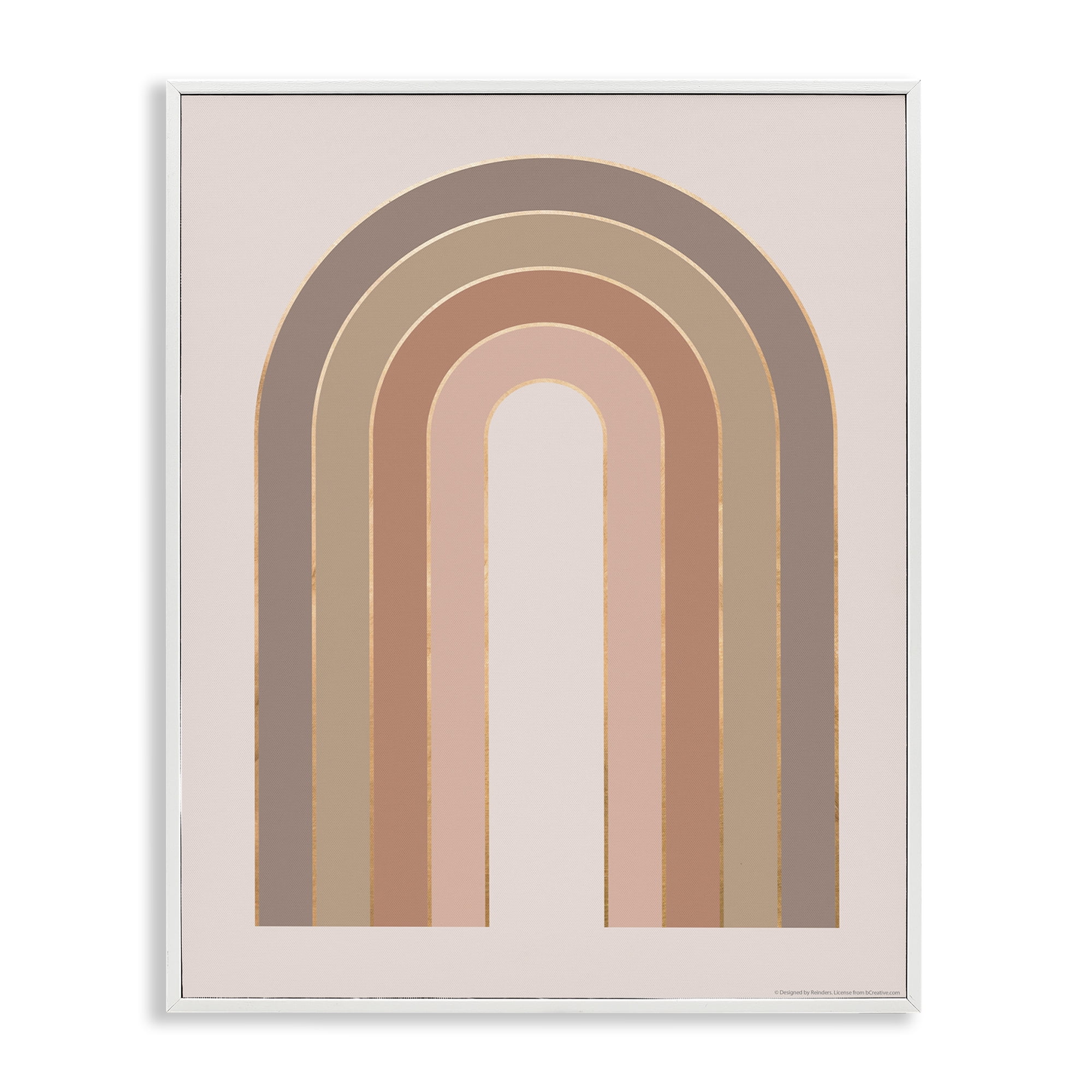 Stupell Industries Peachy Boho Rainbow Abstract Painting White Framed Art Print Wall Art, 11 x 14