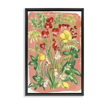 Stupell Industries Peachy Flower Arrangement Floral Painting Black Floater Framed Canvas Art Print Wall Art, 17 x 25