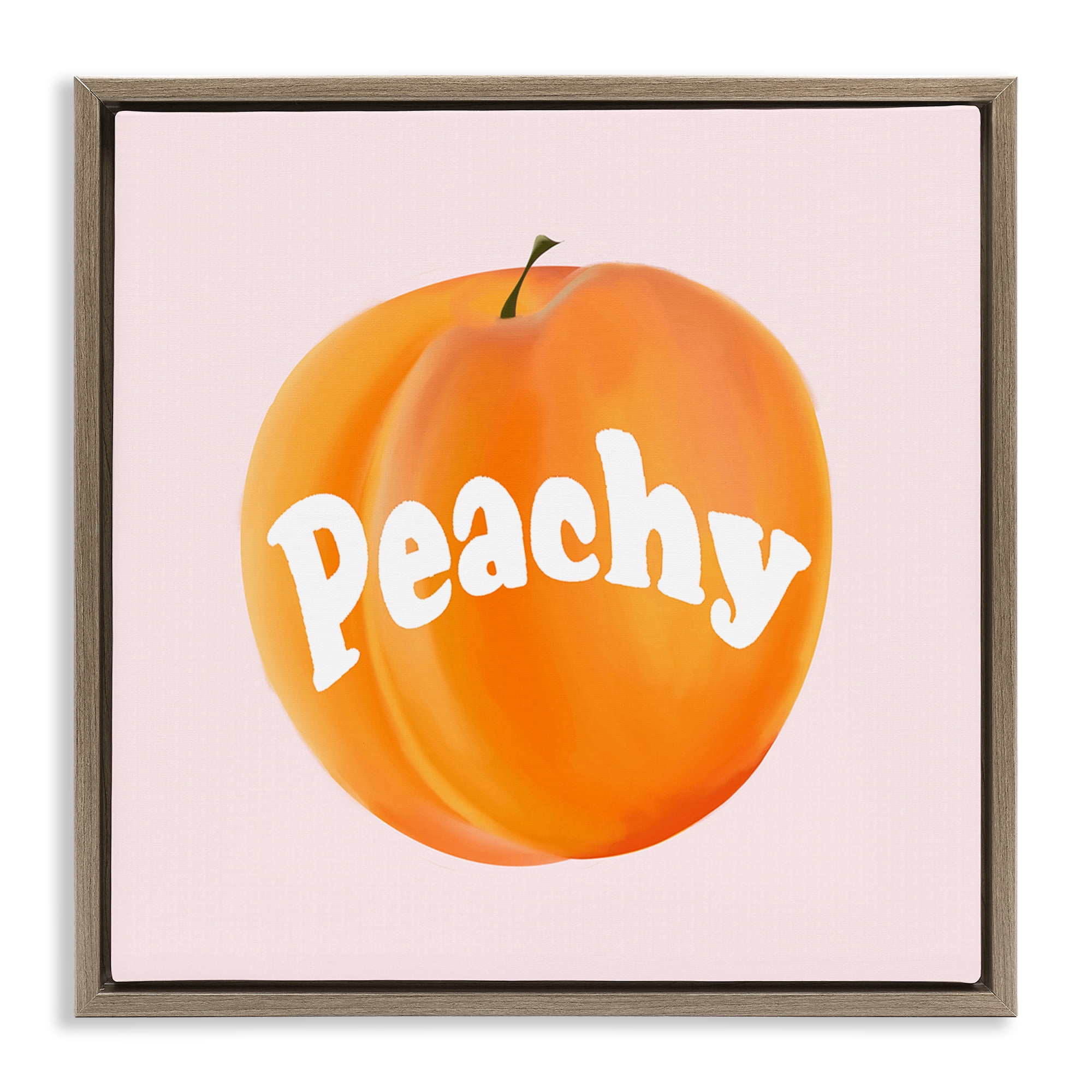Stupell Industries Peachy Fruit Typography Food & Beverage Painting Brown Floater Framed Canvas Art Print Wall Art, 18 x 18