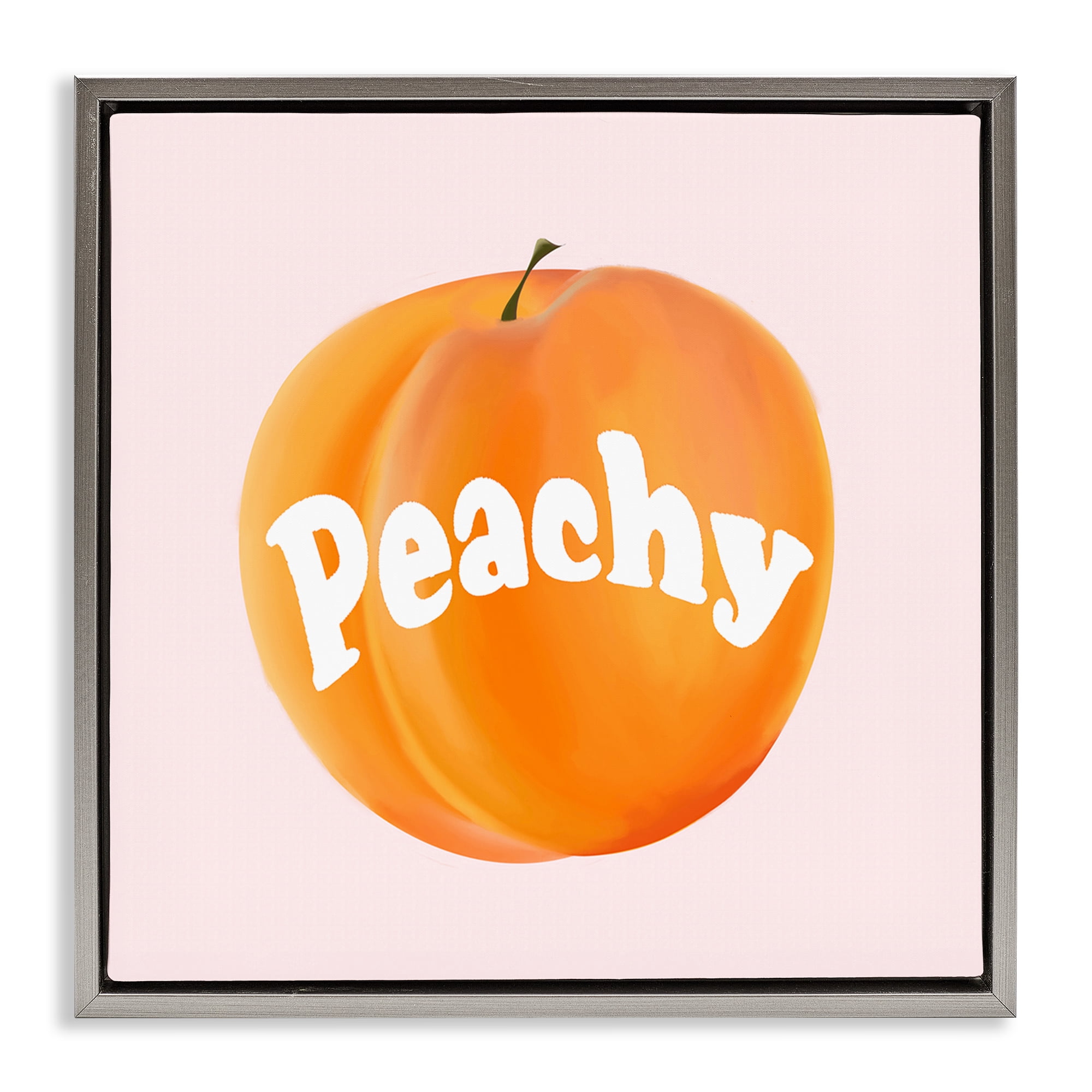 Stupell Industries Peachy Fruit Typography Food & Beverage Painting Gray Floater Framed Canvas Art Print Wall Art, 25 x 25