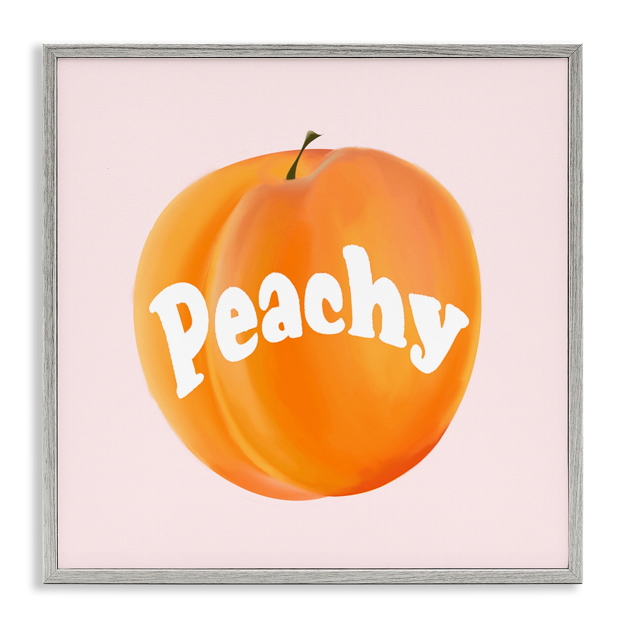Stupell Industries Peachy Fruit Typography Food & Beverage Painting Gray Framed Art Print Wall Art, 12 x 12