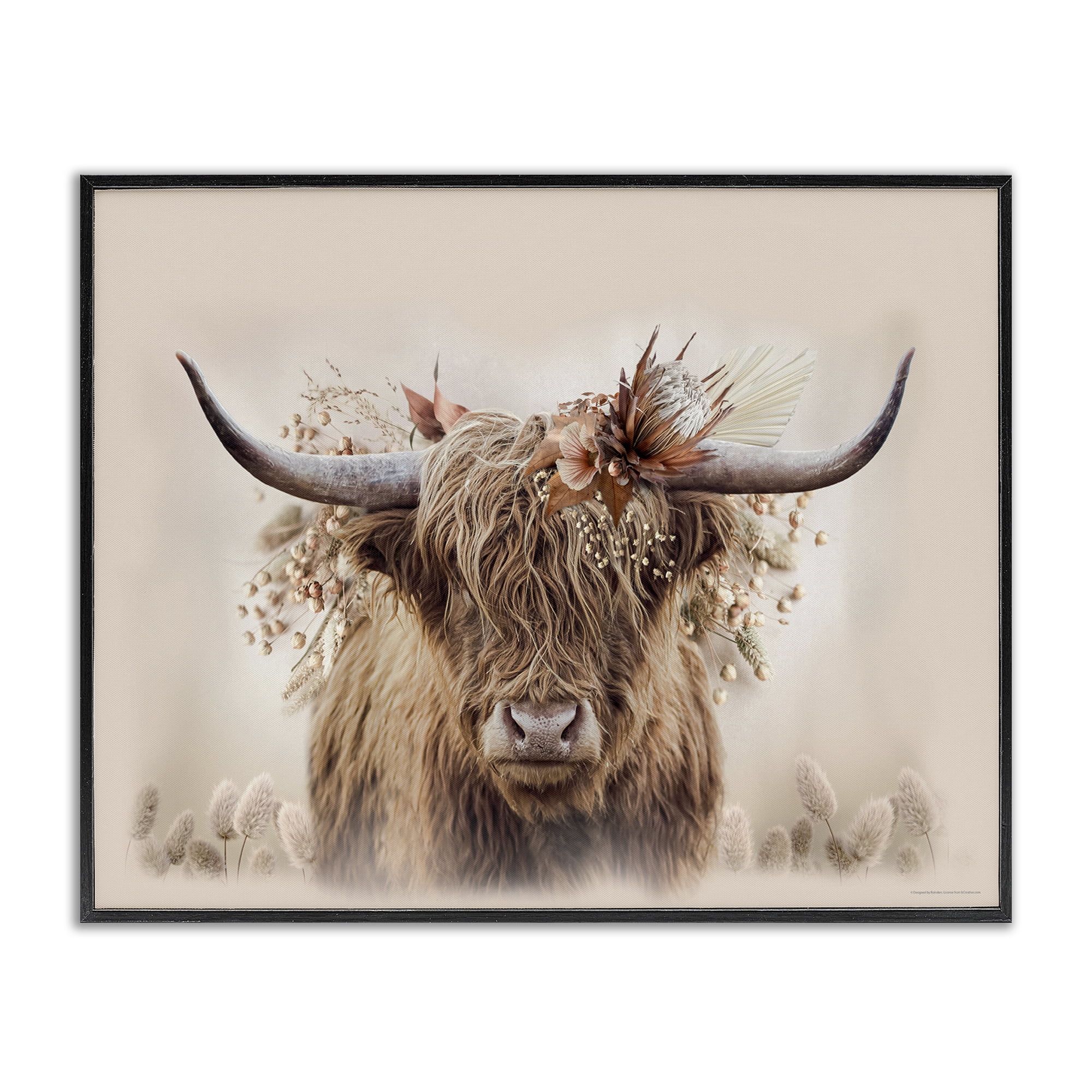 Stupell Industries Peachy Pastel Cattle Animals Painting Black Framed Art Print Wall Art, 20 x 16