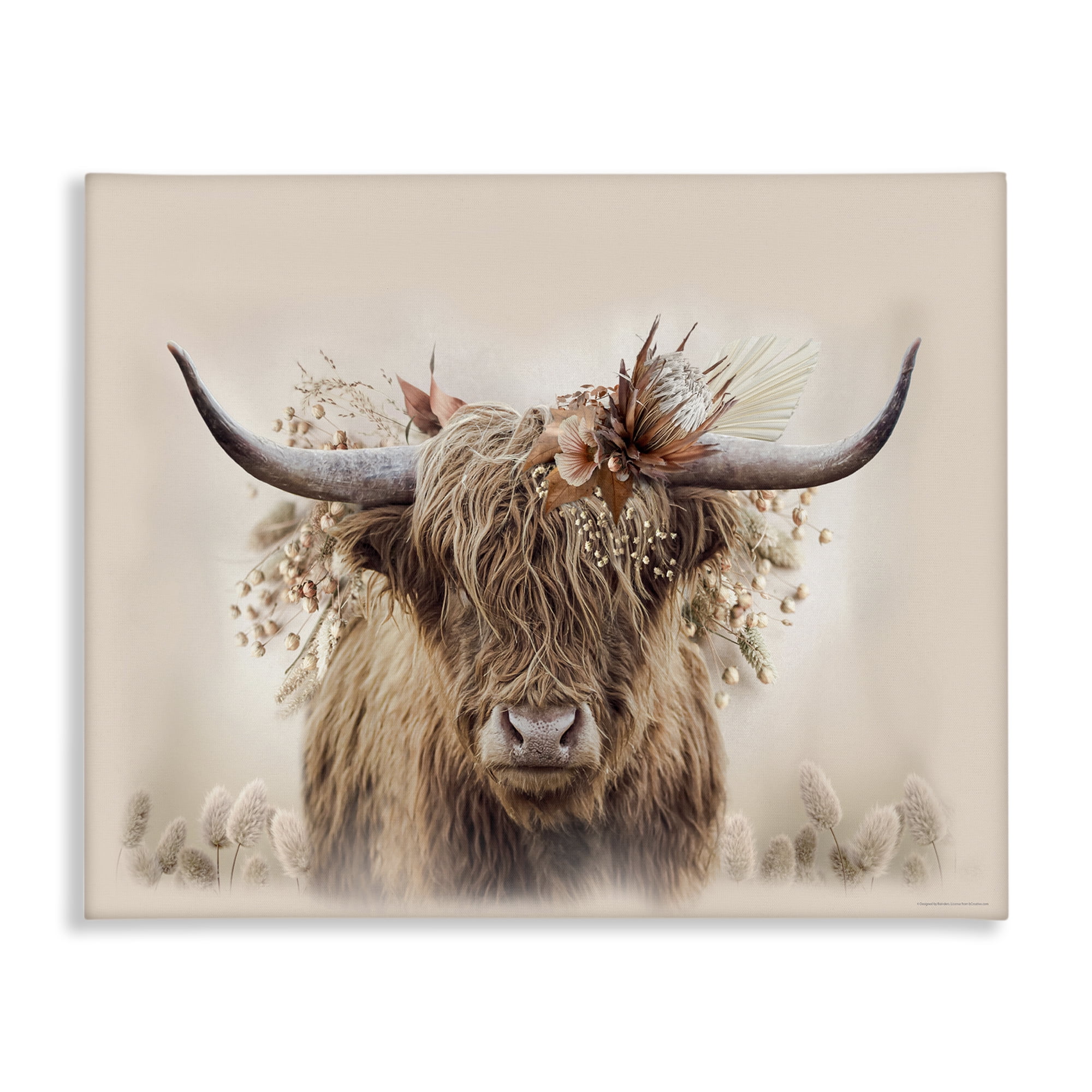 Stupell Industries Peachy Pastel Cattle Animals Painting Wrapped Canvas Art Print Wall Art, 48 x 36