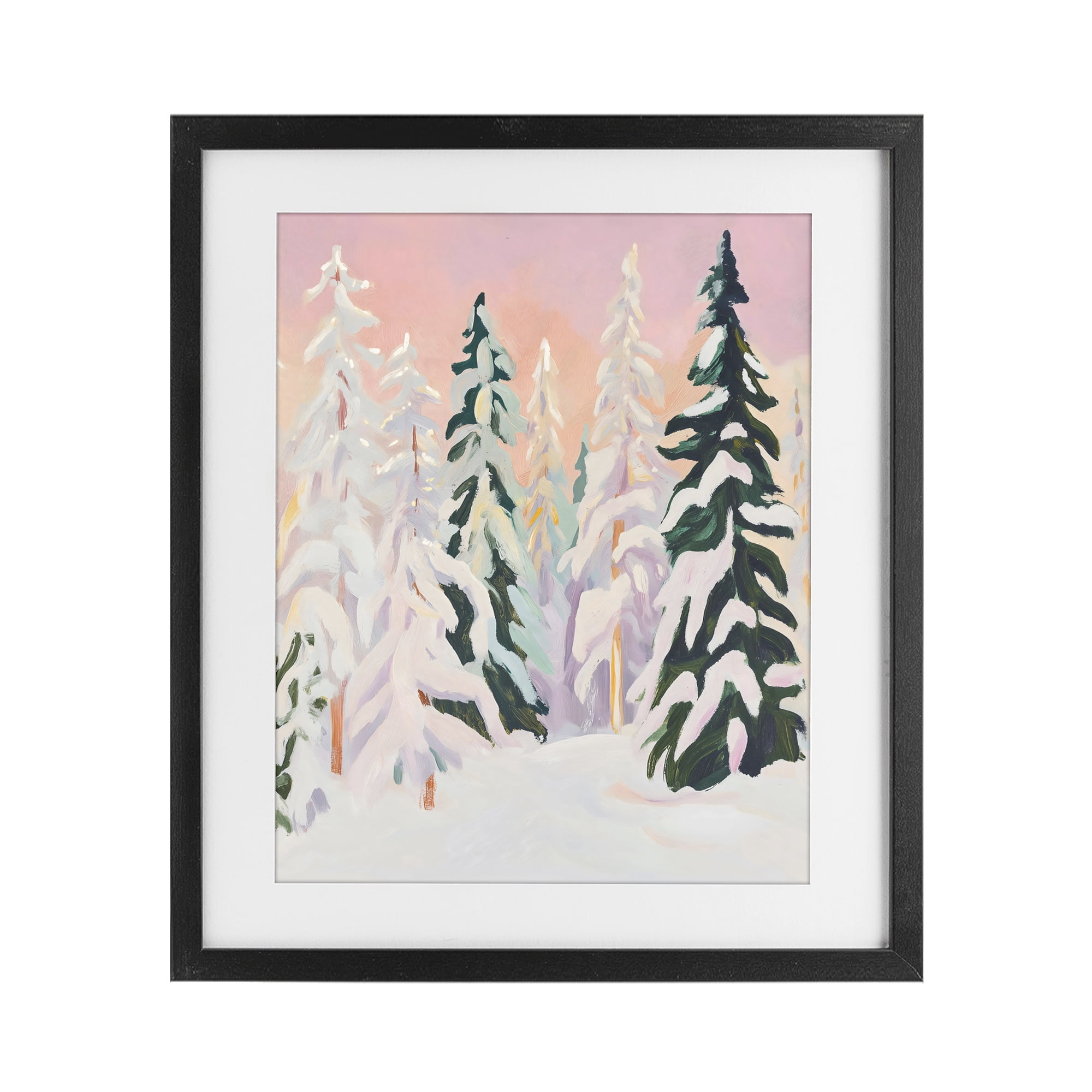 Stupell Industries Peachy Pastel Winter Forest Black Framed Print Under Glass, design by The Prints Vibe