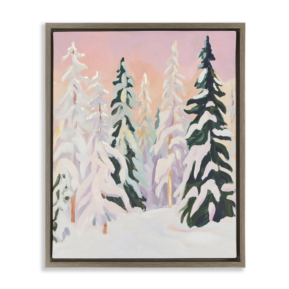 Stupell Industries Contemporary Peachy Pastel Winter Forest Brown Floating Frame Canvas Art, 17 x 21, by The Prints Vibe