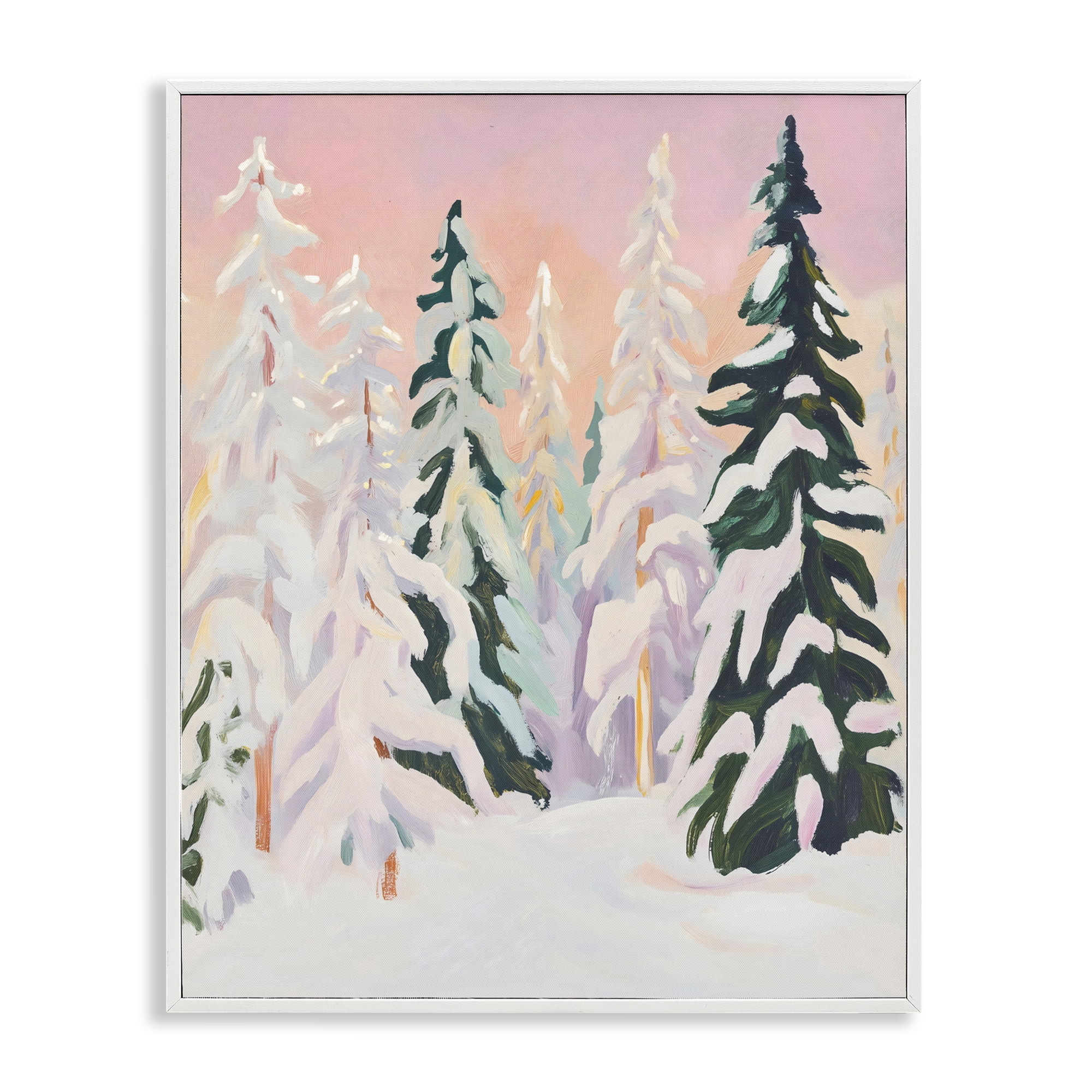 Stupell Industries Peachy Pastel Winter Forest White Framed Giclee Art, design by The Prints Vibe
