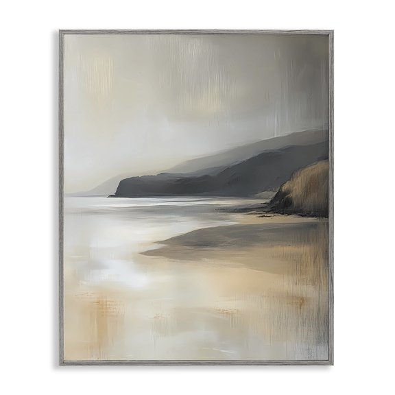 Stupell Industries Peachy Paynes Cove Gray Framed Giclee Art design by Walker Noble, 20 x 16