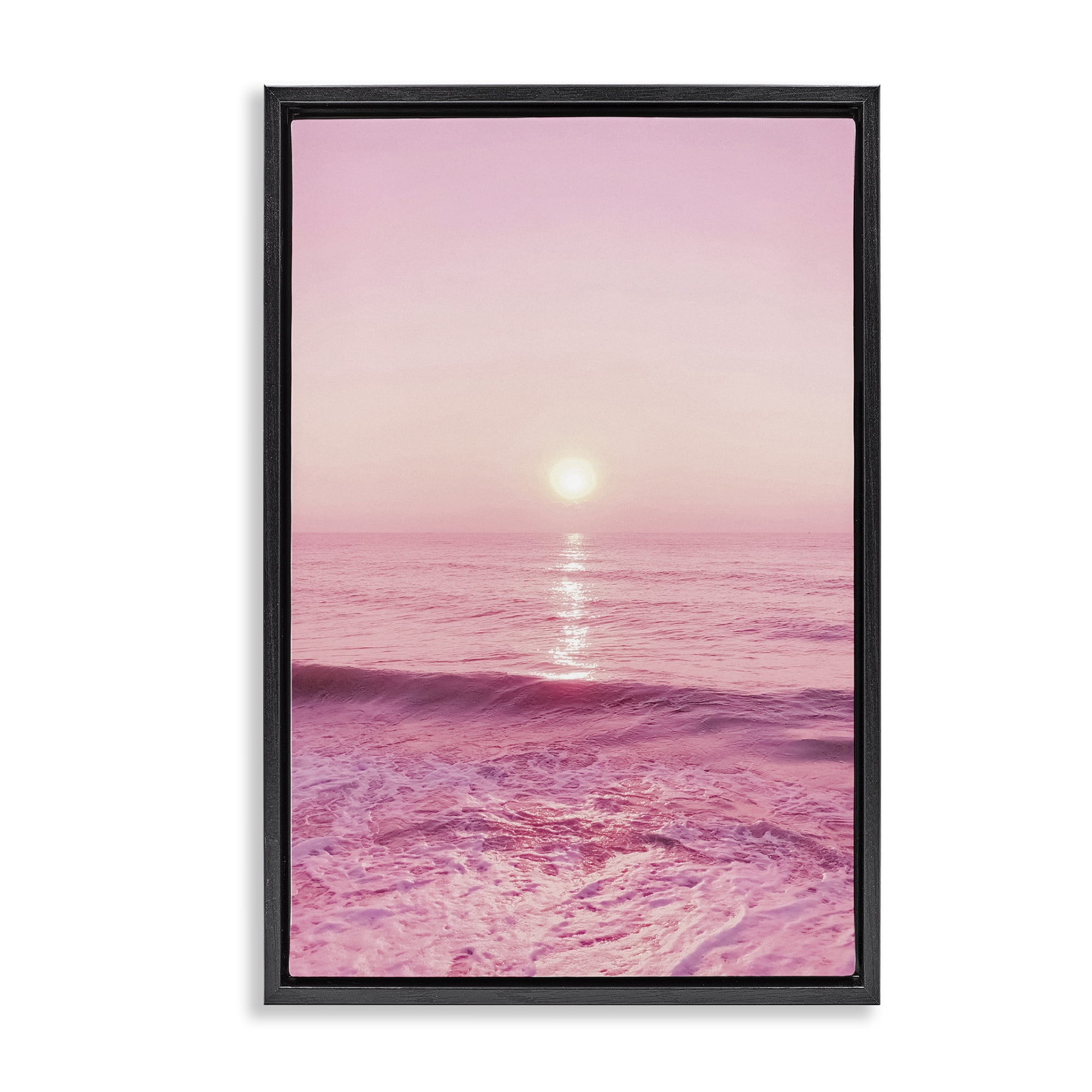 Stupell Industries Peachy Pink Sunset Landscape & Nature Photography Black Floater Framed Canvas Art Print Wall Art, 21 x 31