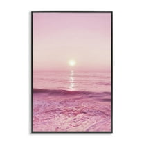 Stupell Industries Peachy Pink Sunset Landscape & Nature Photography Black Framed Art Print Wall Art, 12 x 18