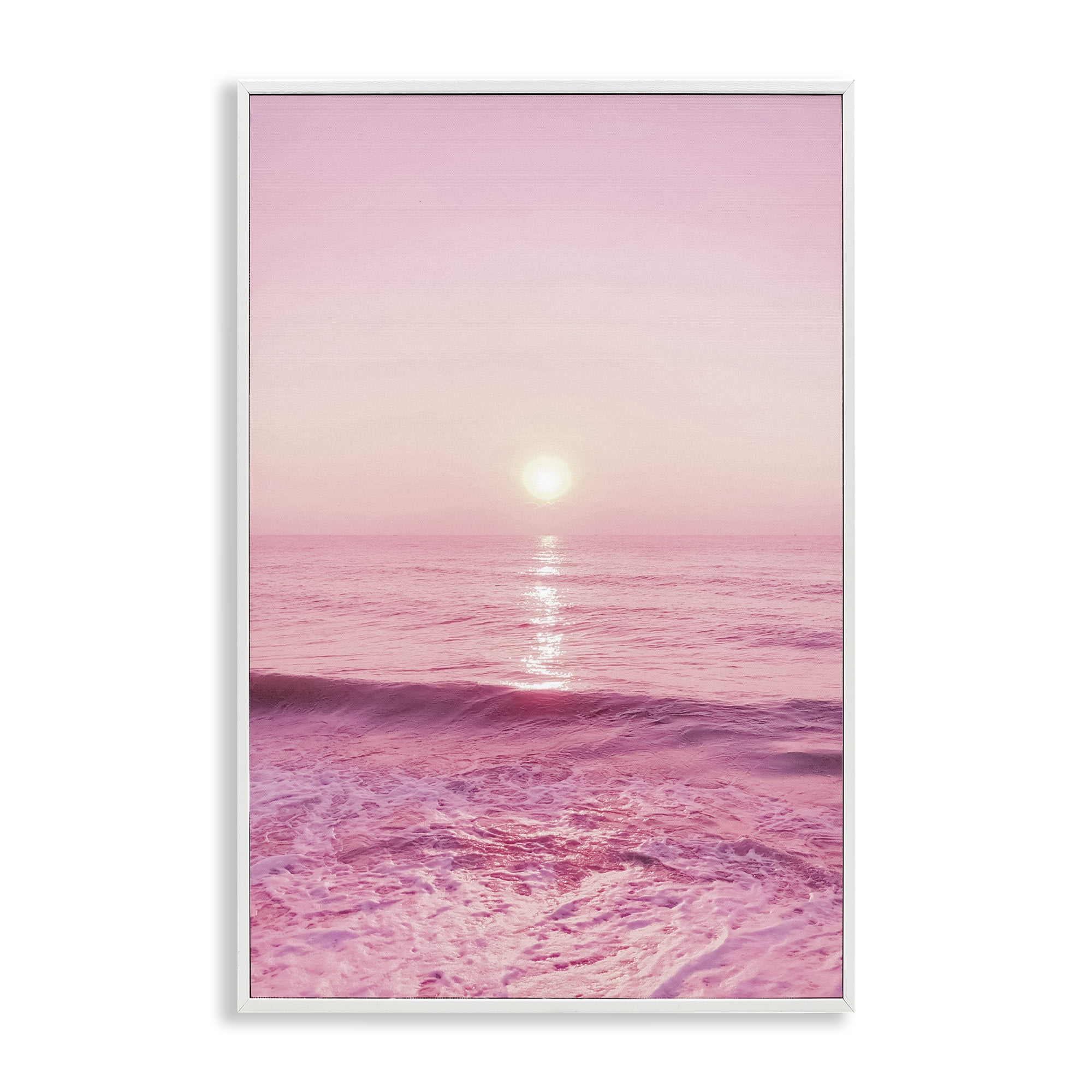 Stupell Industries Peachy Pink Sunset Landscape & Nature Photography White Framed Art Print Wall Art, 16 x 24