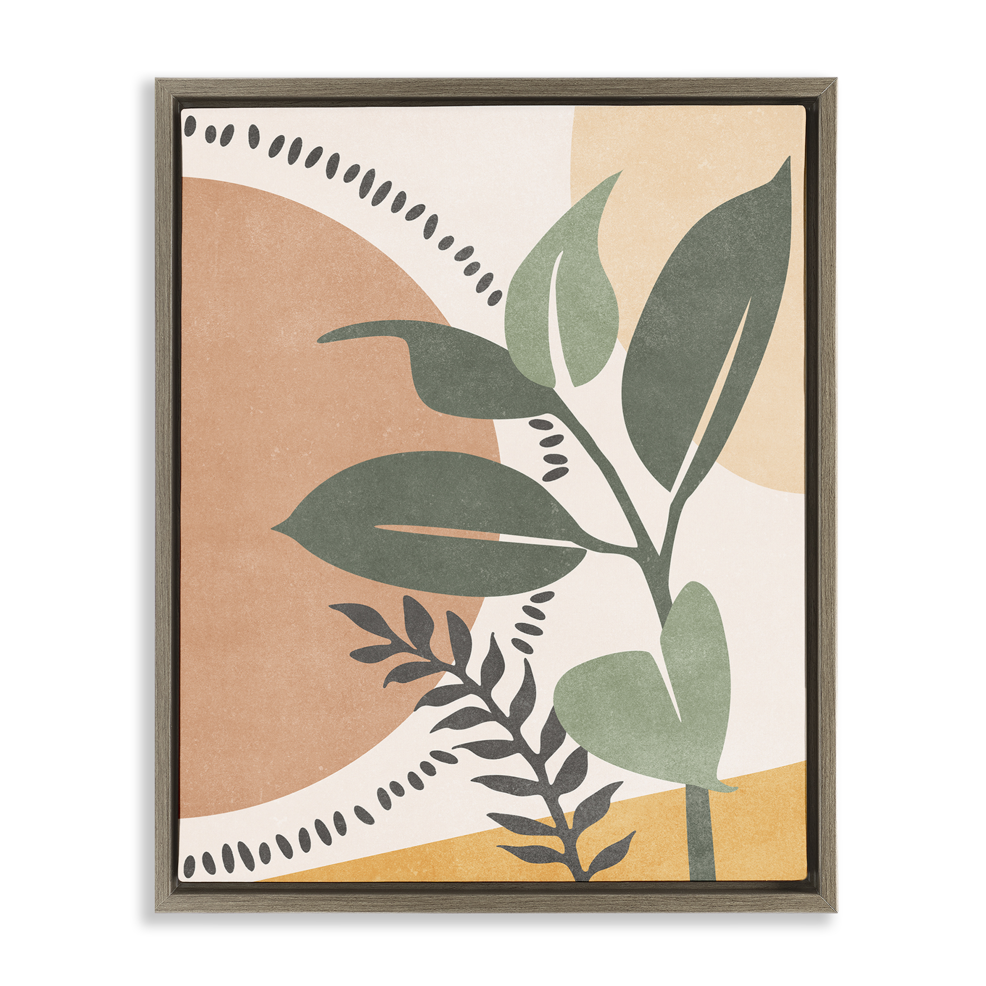 Stupell Industries Peachy Tropical Boho Landscape & Nature Painting Brown Floater Framed Canvas Art Print Wall Art, 17 x 21