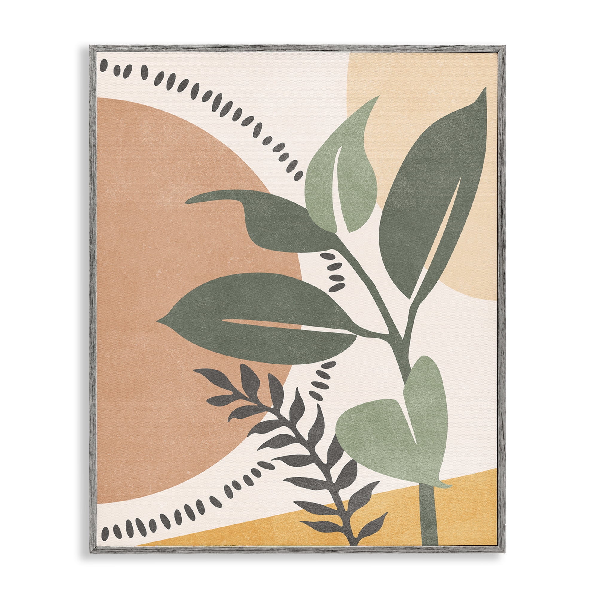 Stupell Industries Peachy Tropical Boho Landscape & Nature Painting Gray Framed Art Print Wall Art, 24 x 30