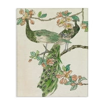 Stupell Industries Peacock & Cherry Blossoms Animals & Insects Painting Gallery Wrapped Canvas Art Print Wall Art, 16 x 20