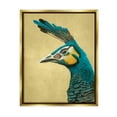 thumbnail image 1 of Stupell Industries Peacock Looking Left Animals & Insects Painting Gold Floater Framed Canvas Art Print Wall Art, 25 x 31, 1 of 10
