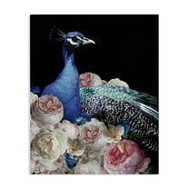 Stupell Industries Peacock & Peonies Animals Painting Wrapped Canvas Art Print Wall Art, 16 x 20