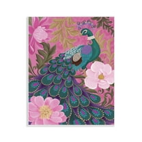 Stupell Industries Peacock & Pink Blossoms Animals & Insects Painting Unframed Art Print Wall Art, 11 x 14