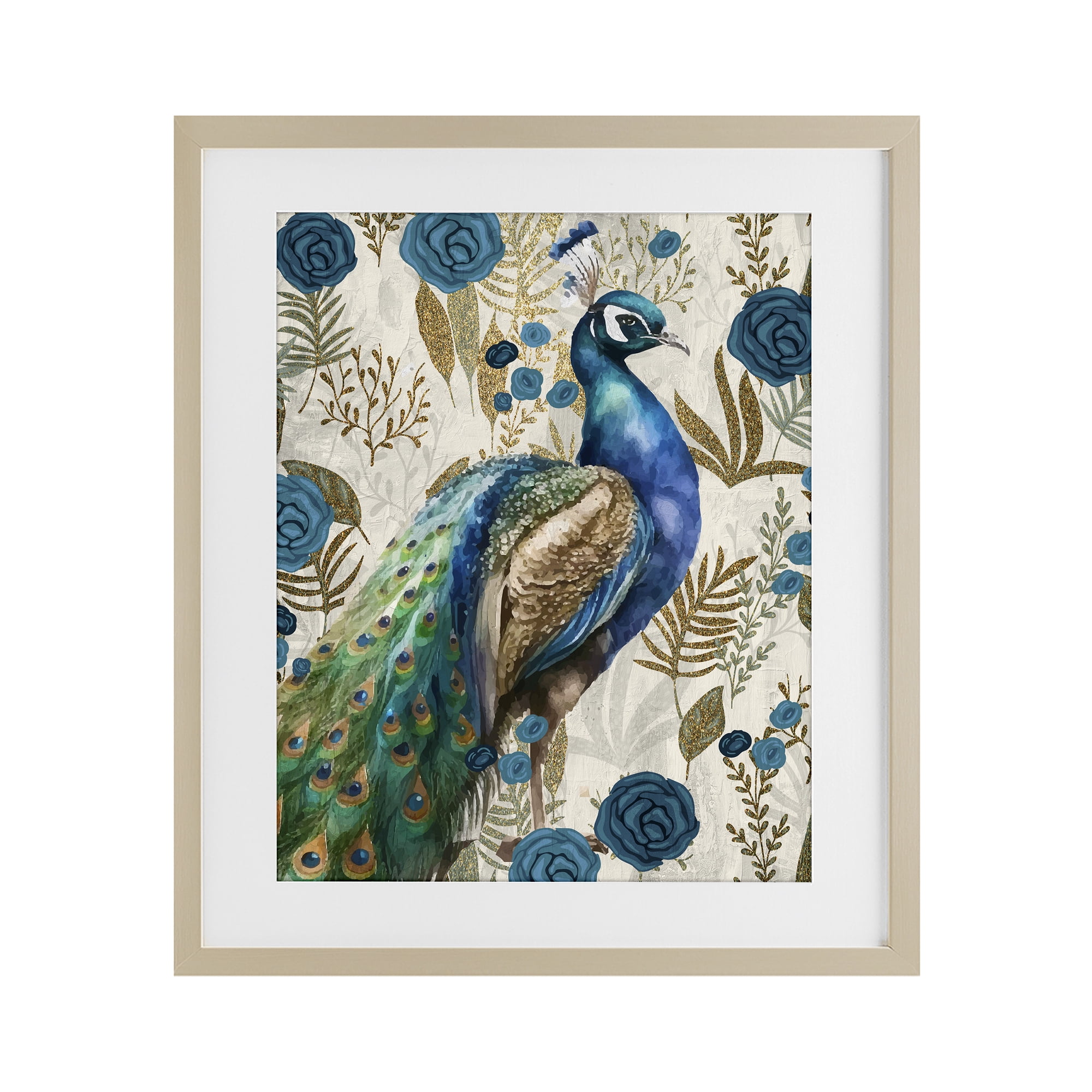 Stupell Industries Peacock Pride Botanicals Birch Framed Print Under Glass, design by Kim Allen