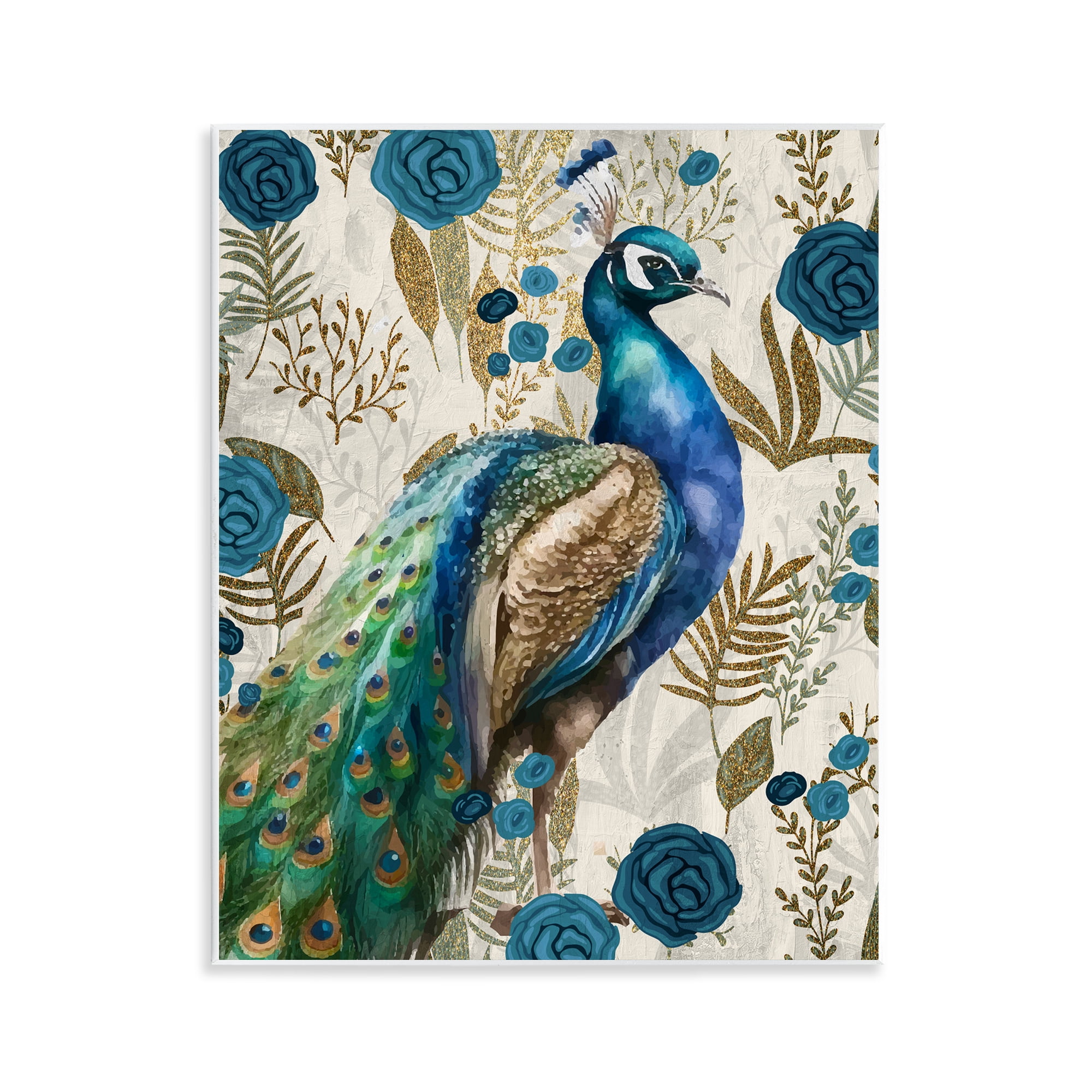 Stupell Industries Peacock Pride Botanicals Wall Plaque Art, design by Kim Allen