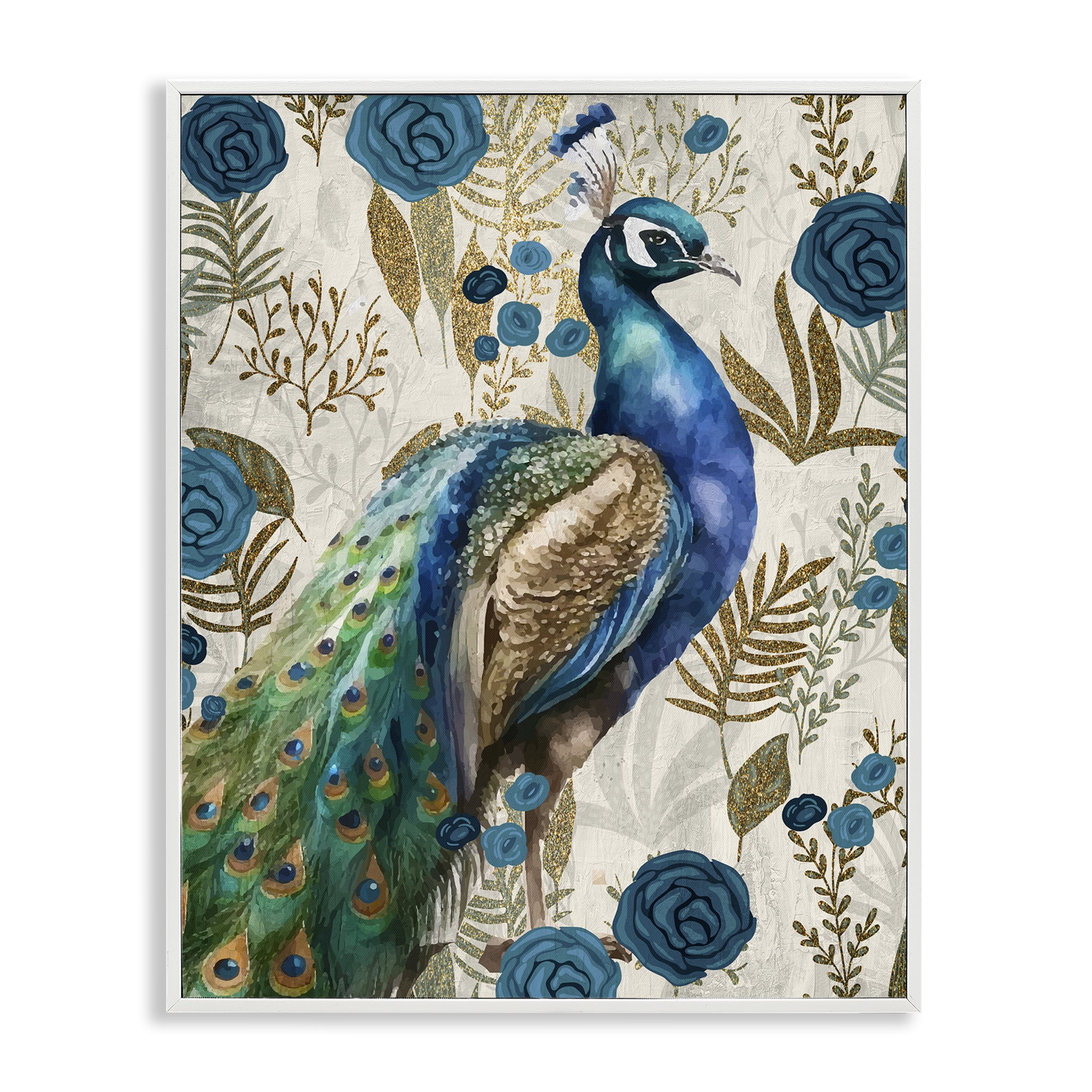 Stupell Industries Peacock Pride Botanicals White Framed Giclee Art, design by Kim Allen