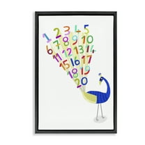 Stupell Industries Peacock with Numbers Animals & Insects Painting Black Floater Framed Art Print Wall Art, 17 x 25