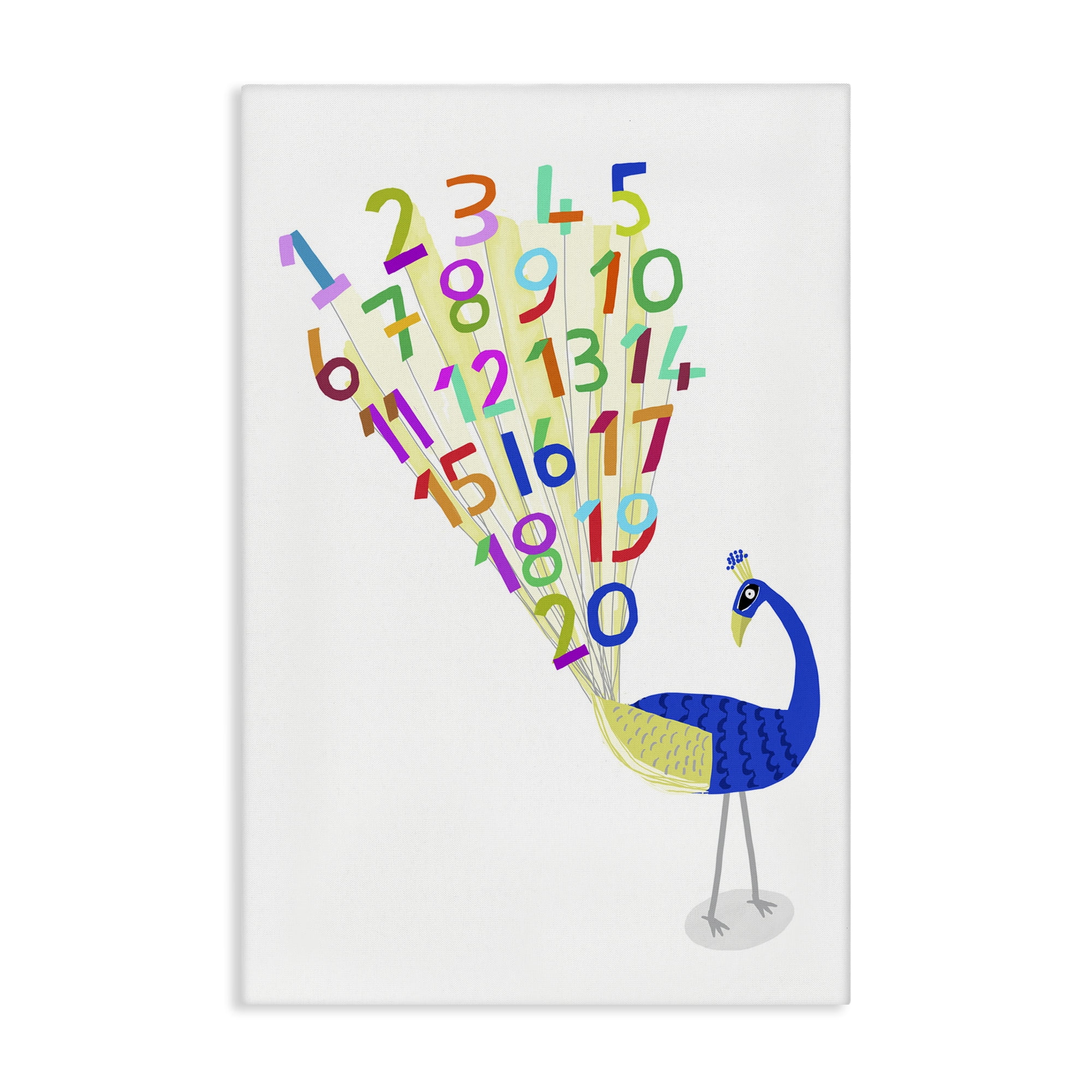 Stupell Industries Peacock with Numbers Animals & Insects Painting Gallery Wrapped Canvas Art Print Wall Art, 20 x 30