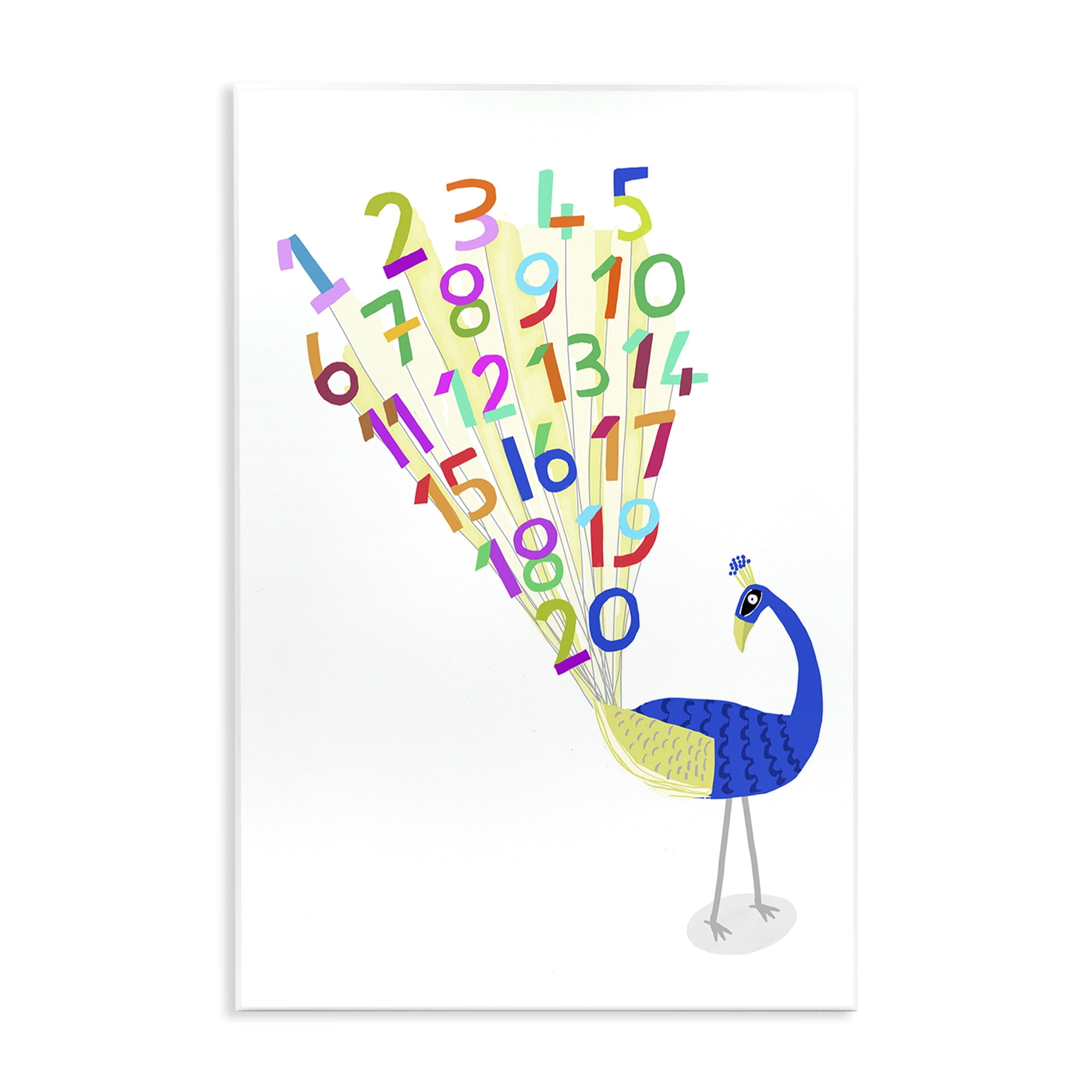 Stupell Industries Peacock with Numbers Animals & Insects Painting Unframed Art Print Wall Art, 10 x 15