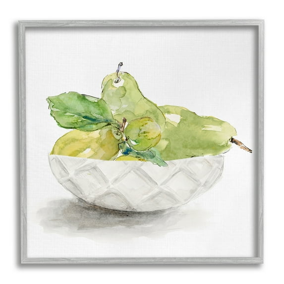 Stupell Industries Pear Bowl Painting Food & Beverage Painting Gray Framed Art Print Wall Art, 24 x 24