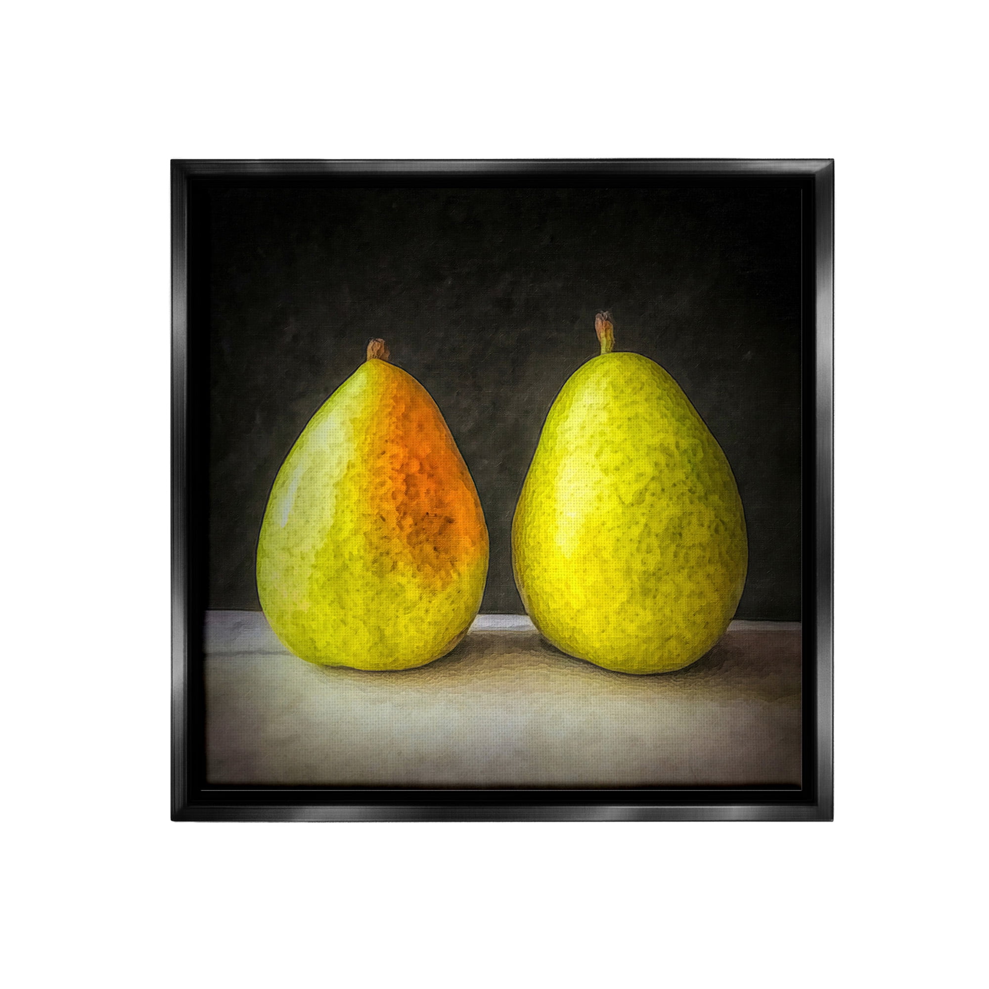 Stupell Industries Pear Duo Still Life Food & Beverage Painting Black Floater Framed Canvas Art Print Wall Art, 18 x 18