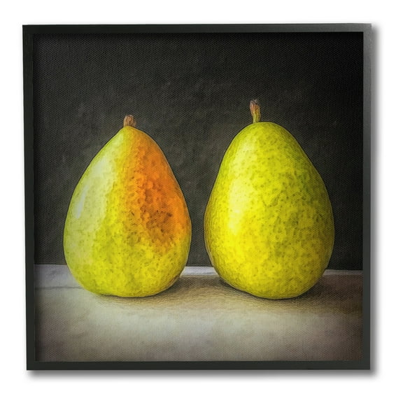 Stupell Industries Pear Duo Still Life Food & Beverage Painting Black Framed Art Print Wall Art, 12 x 12