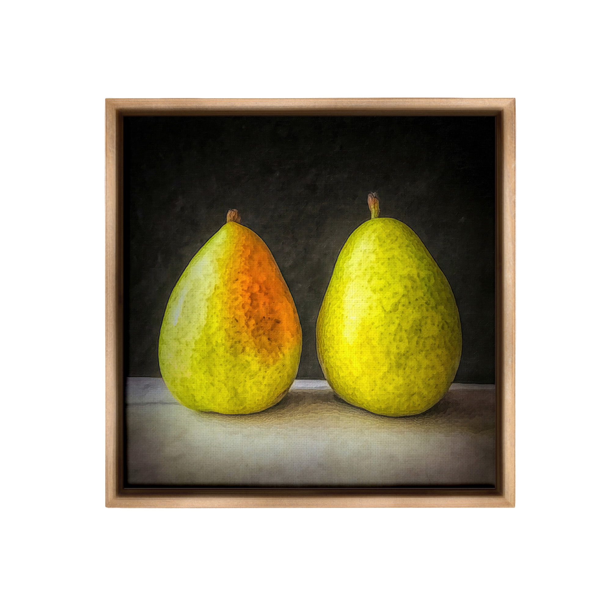 Stupell Industries Pear Duo Still Life Food & Beverage Painting Brown Floater Framed Canvas Art Print Wall Art, 18 x 18
