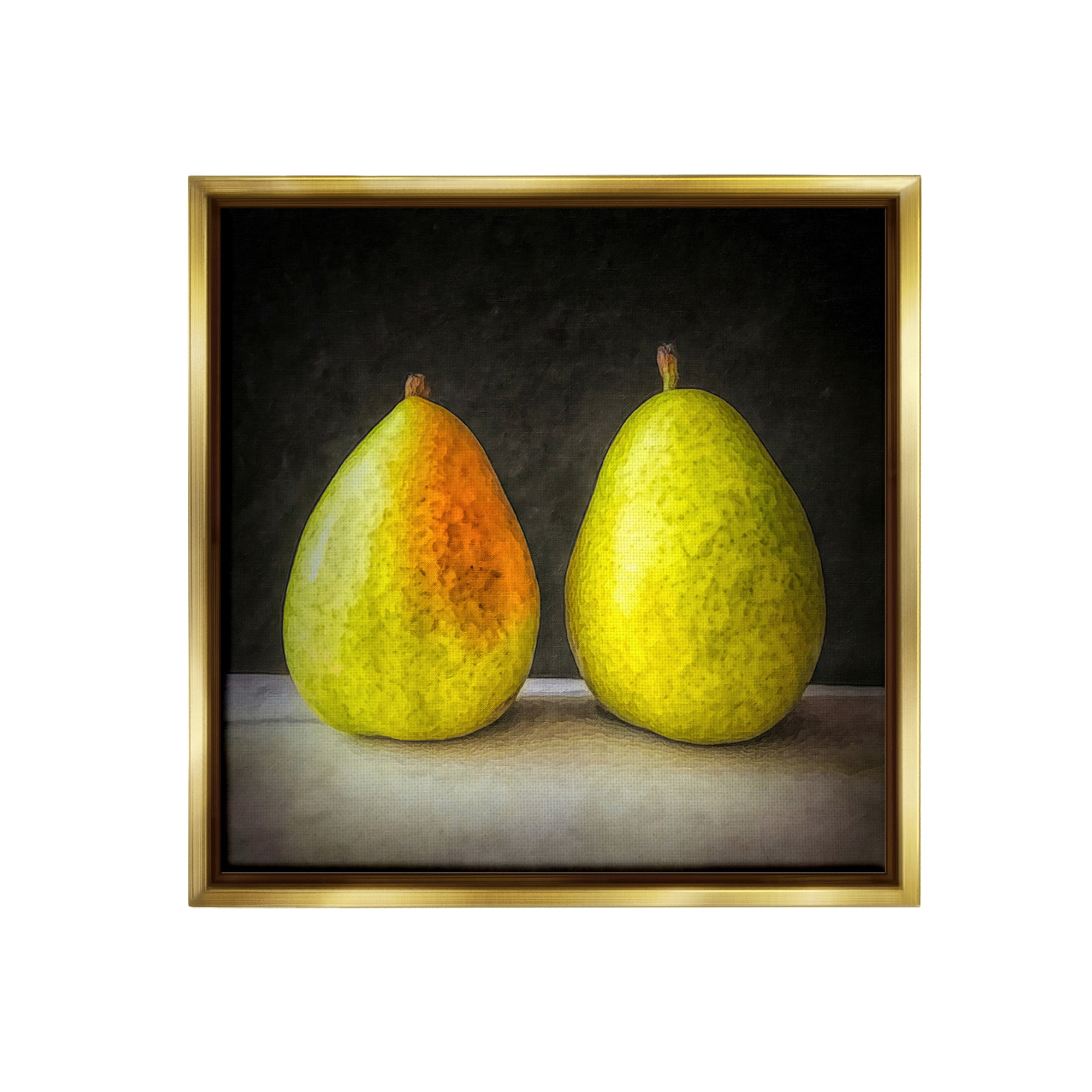 Stupell Industries Pear Duo Still Life Food & Beverage Painting Gold Floater Framed Canvas Art Print Wall Art, 25 x 25