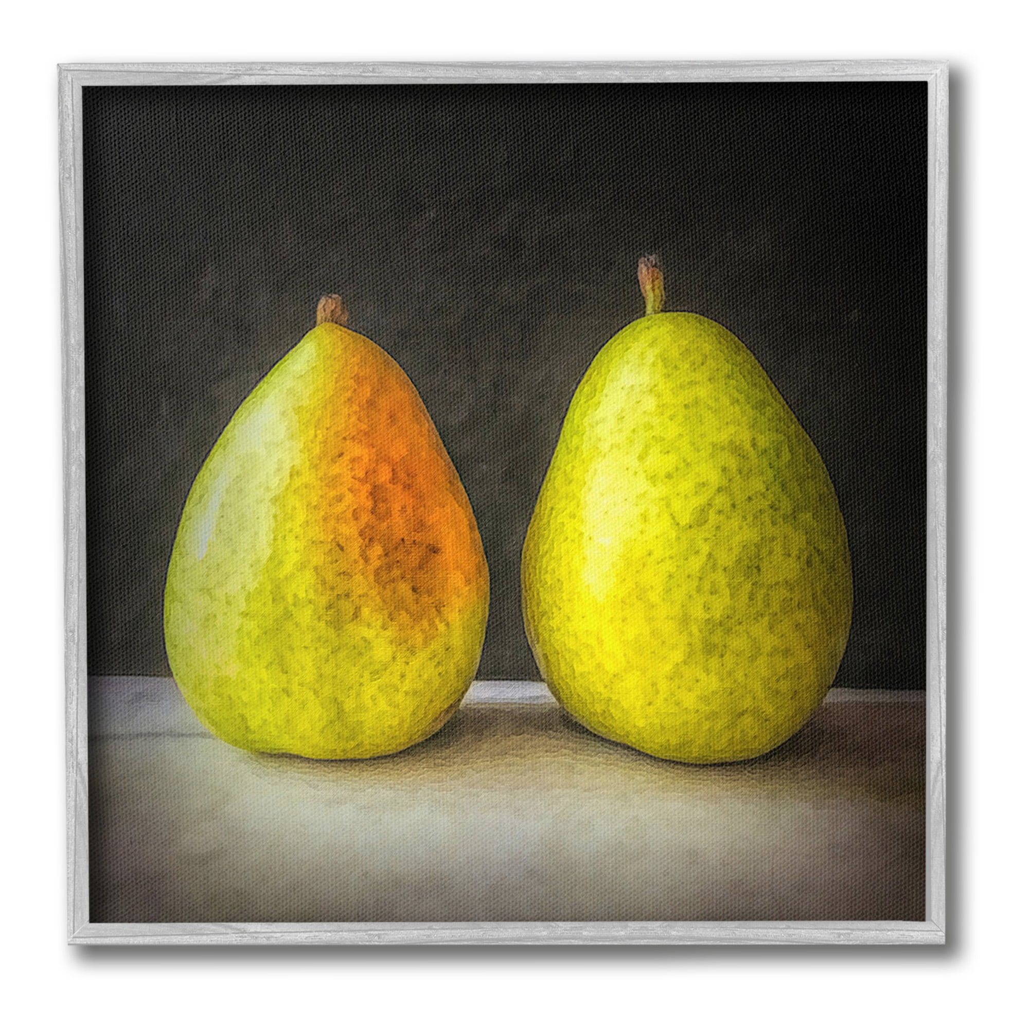 Stupell Industries Pear Duo Still Life Food & Beverage Painting Gray Framed Art Print Wall Art, 12 x 12