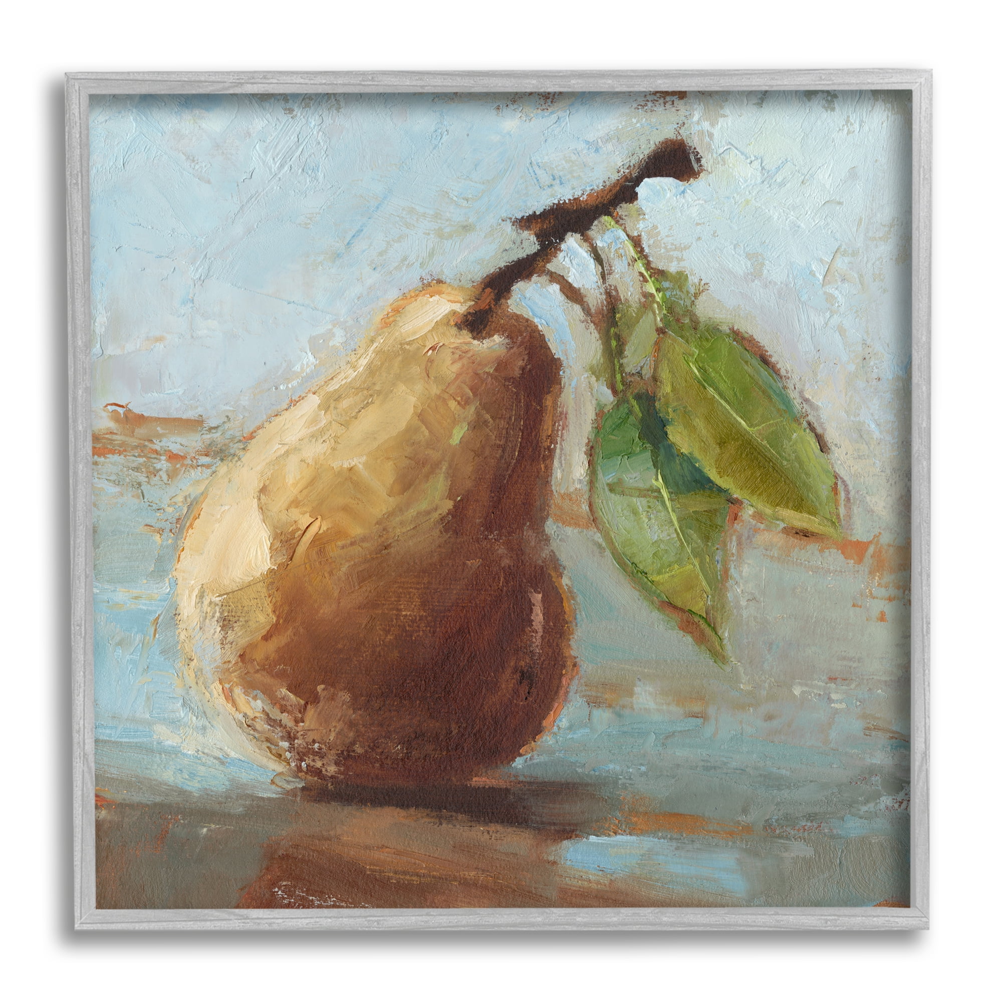 Pear Fruit Still Life Canvas Print with Gray Frame