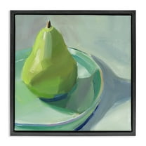 Stupell Industries Pear On Dish Still Life Food & Beverage Painting Black Floater Framed Canvas Art Print Wall Art, 18 x 18