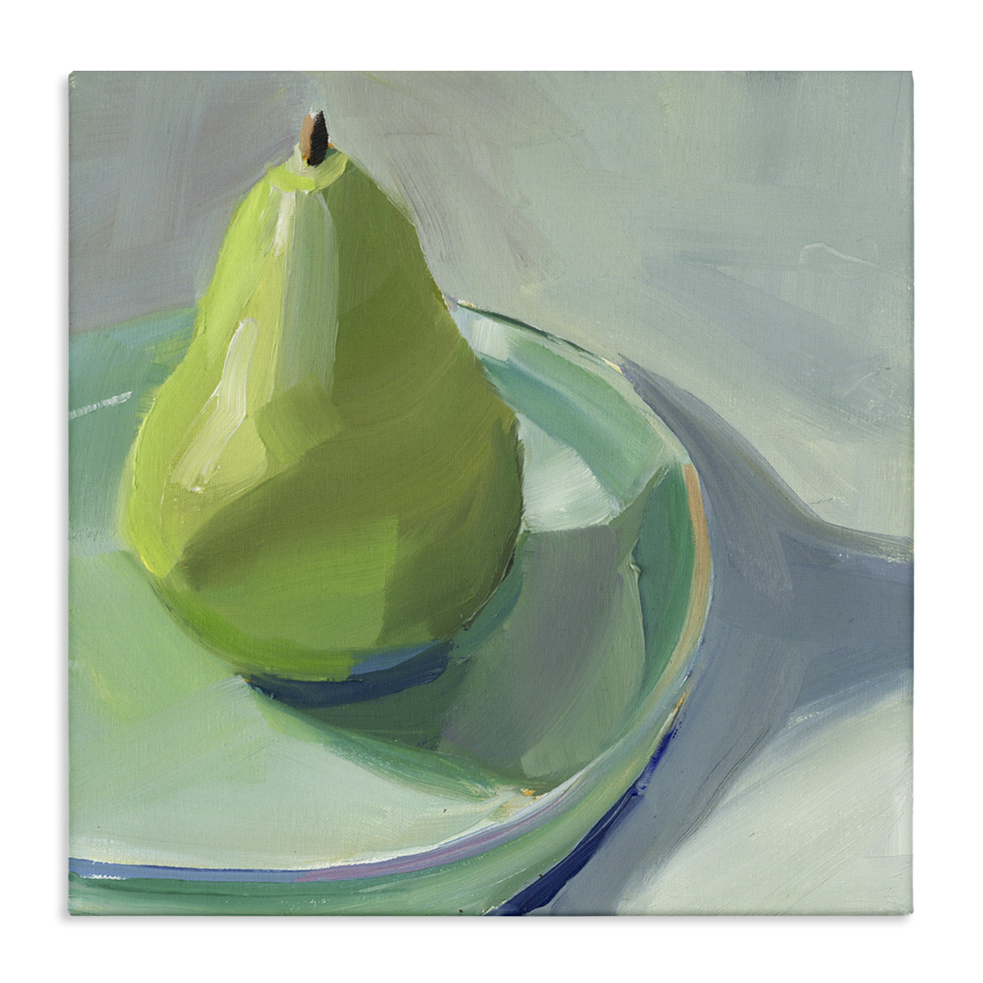 Stupell Industries Pear On Dish Still Life Food & Beverage Painting Wrapped Canvas Art Print Wall Art, 17 x 17