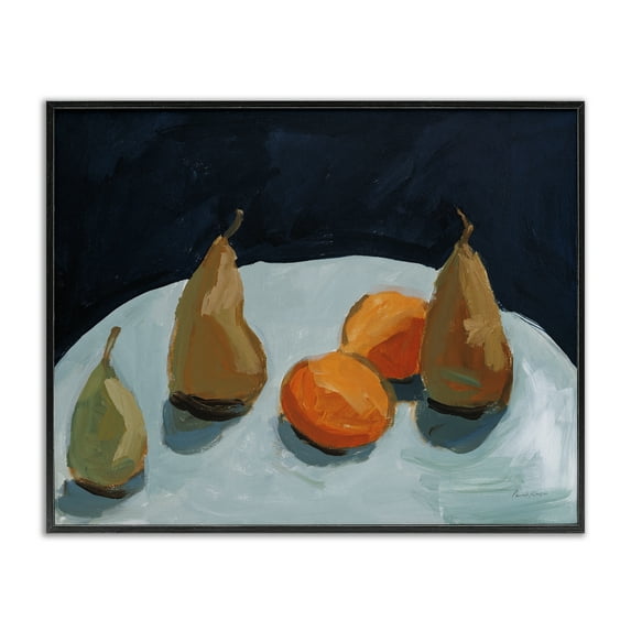 Stupell Industries Pear & Orange Food & Beverage Painting Black Framed Art Print Wall Art, 14 x 11