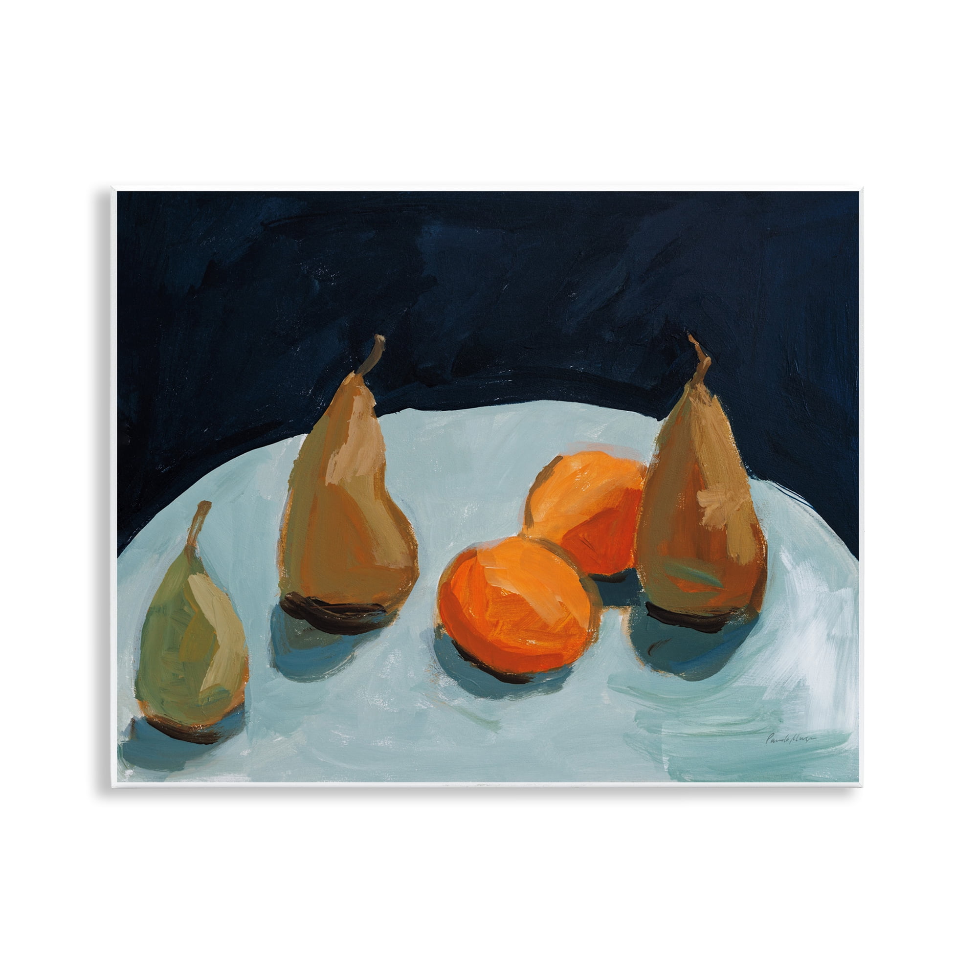 Stupell Industries Pear & Orange Food & Beverage Painting Unframed Art Print Wall Art, 14 x 11
